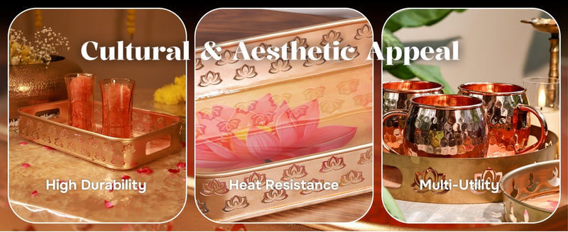 Rectangular Serving Tray with Lotus extra image