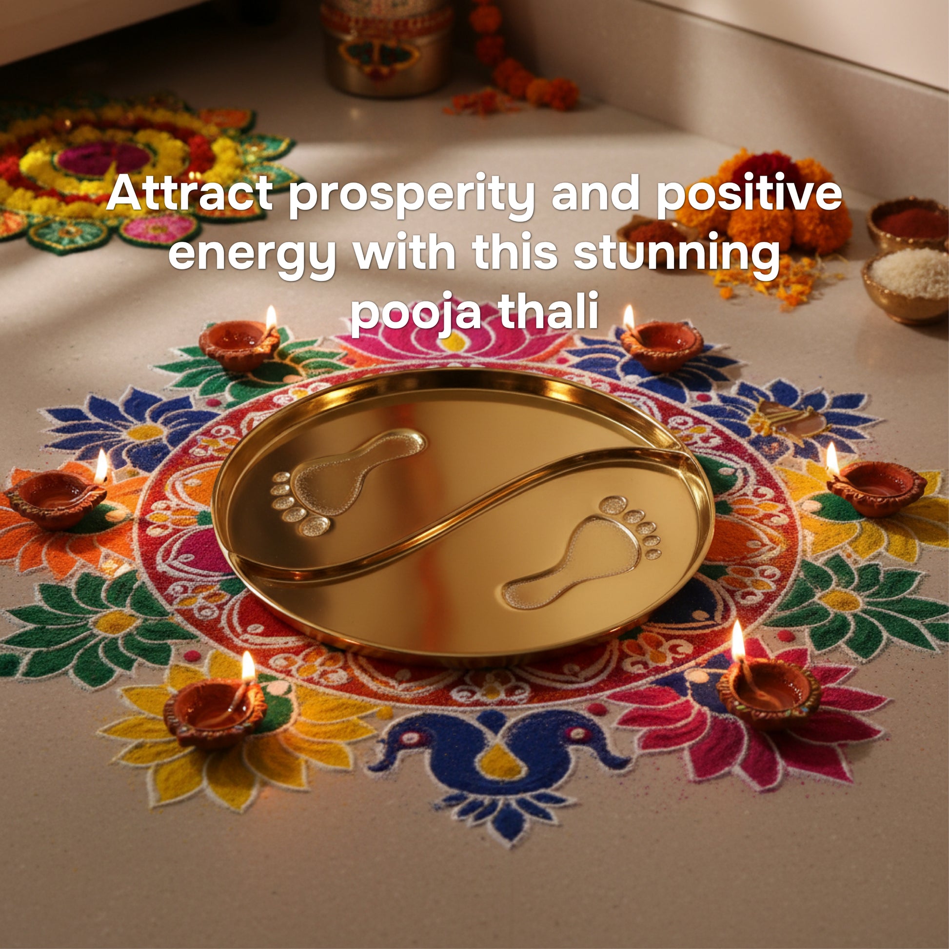 Golden Laxmi Charan Urli and Pooja Thali