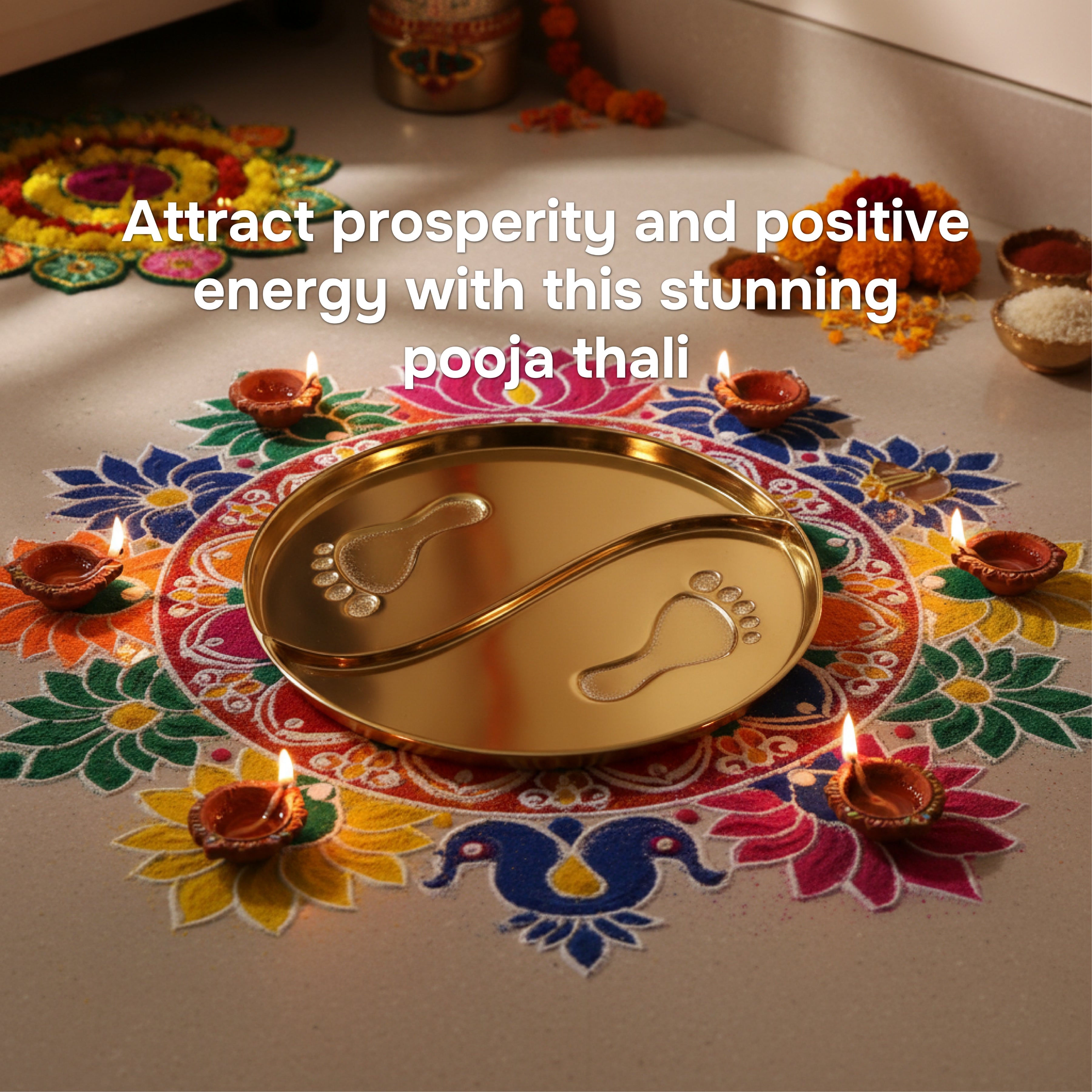 Golden Laxmi Charan Urli and Pooja Thali