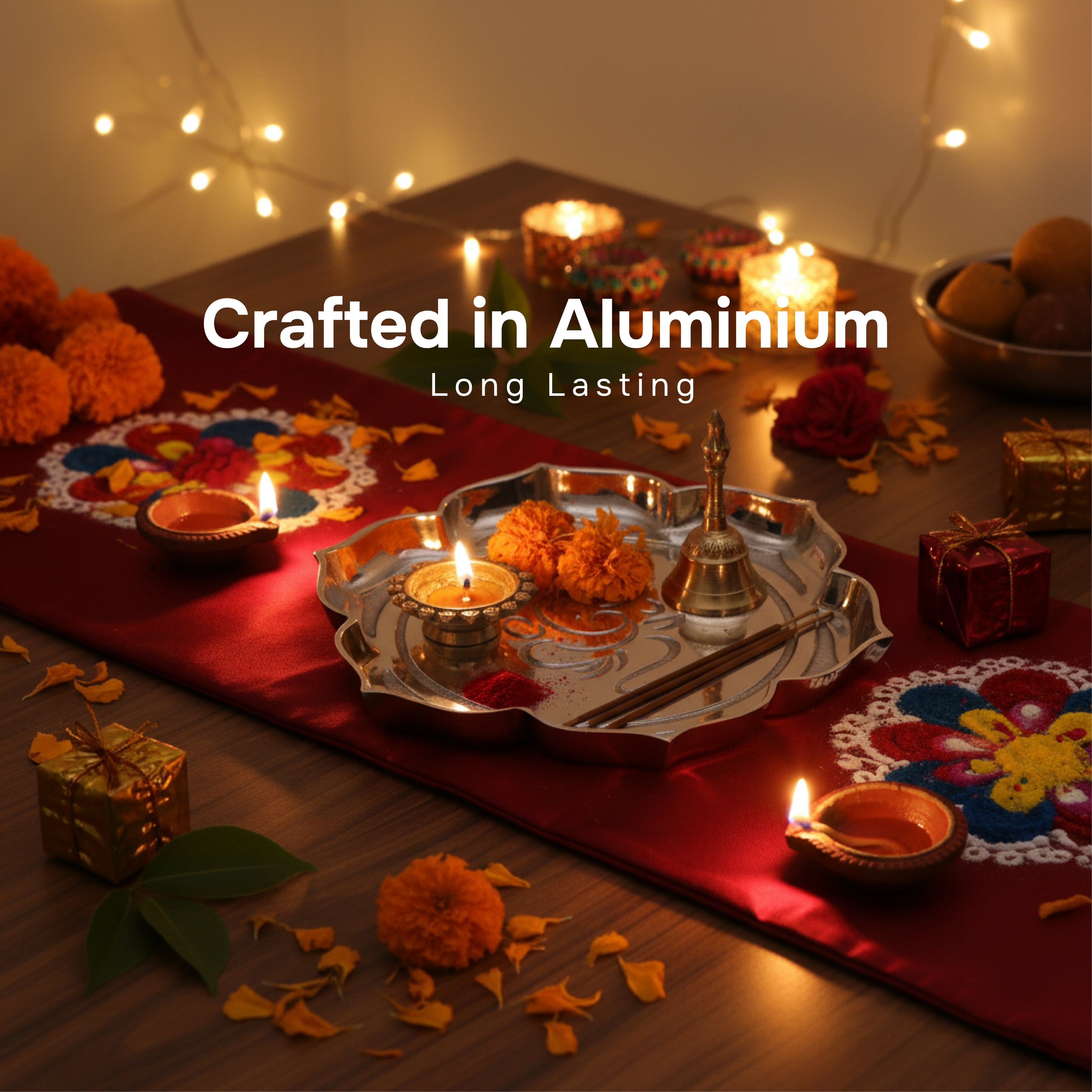 Aluminium Ganesh Ji Urli and pooja Thali
