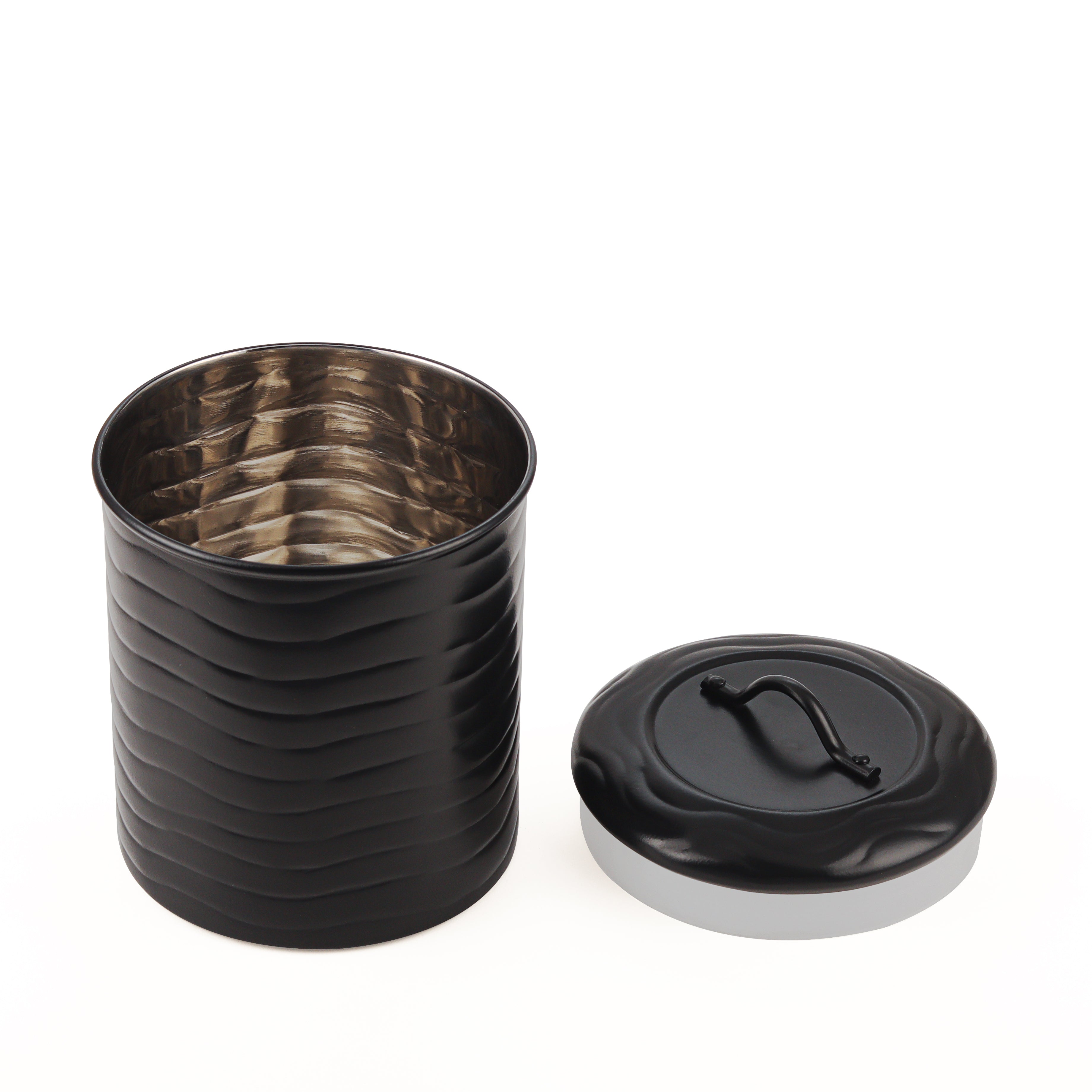 Matt Black Powder Coating Steel Kitchen Canister (Set of 4)