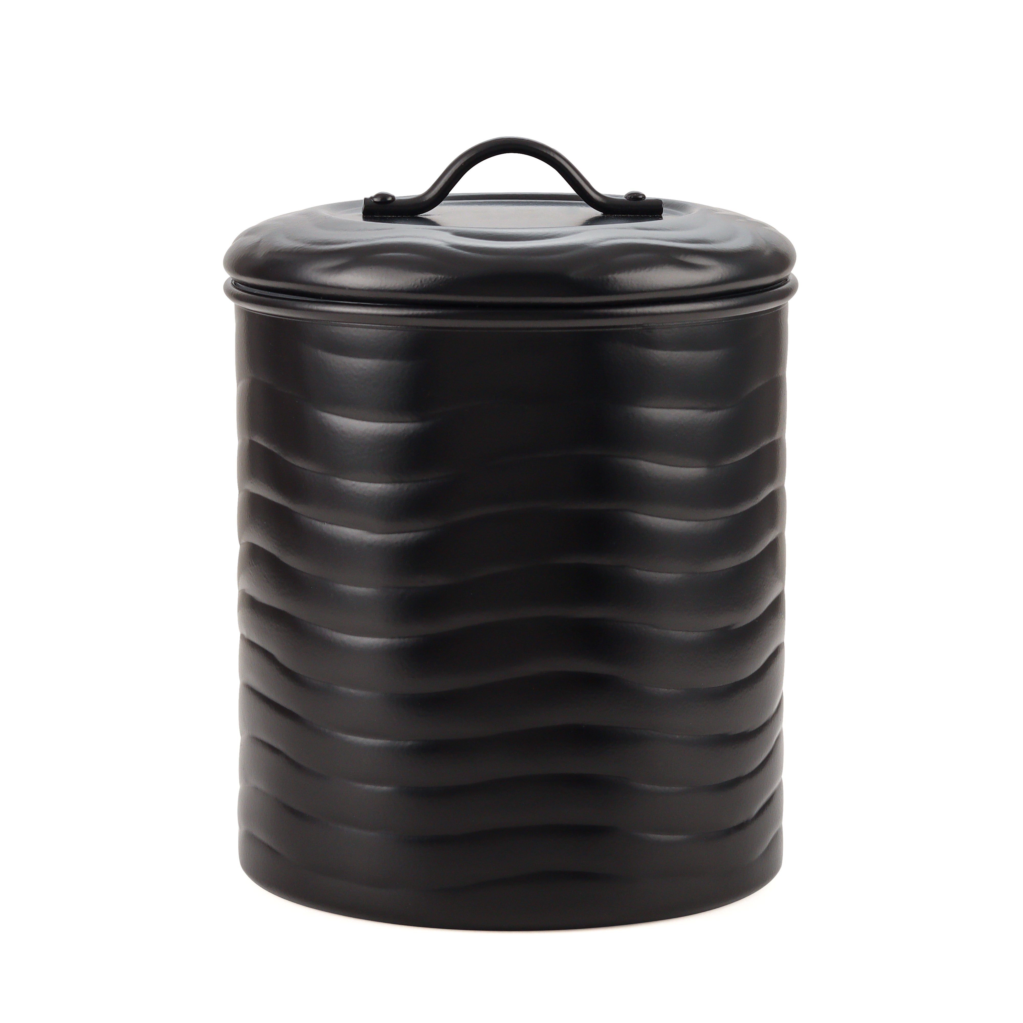 Matt Black Powder Coating Steel Kitchen Canister (Set of 4)