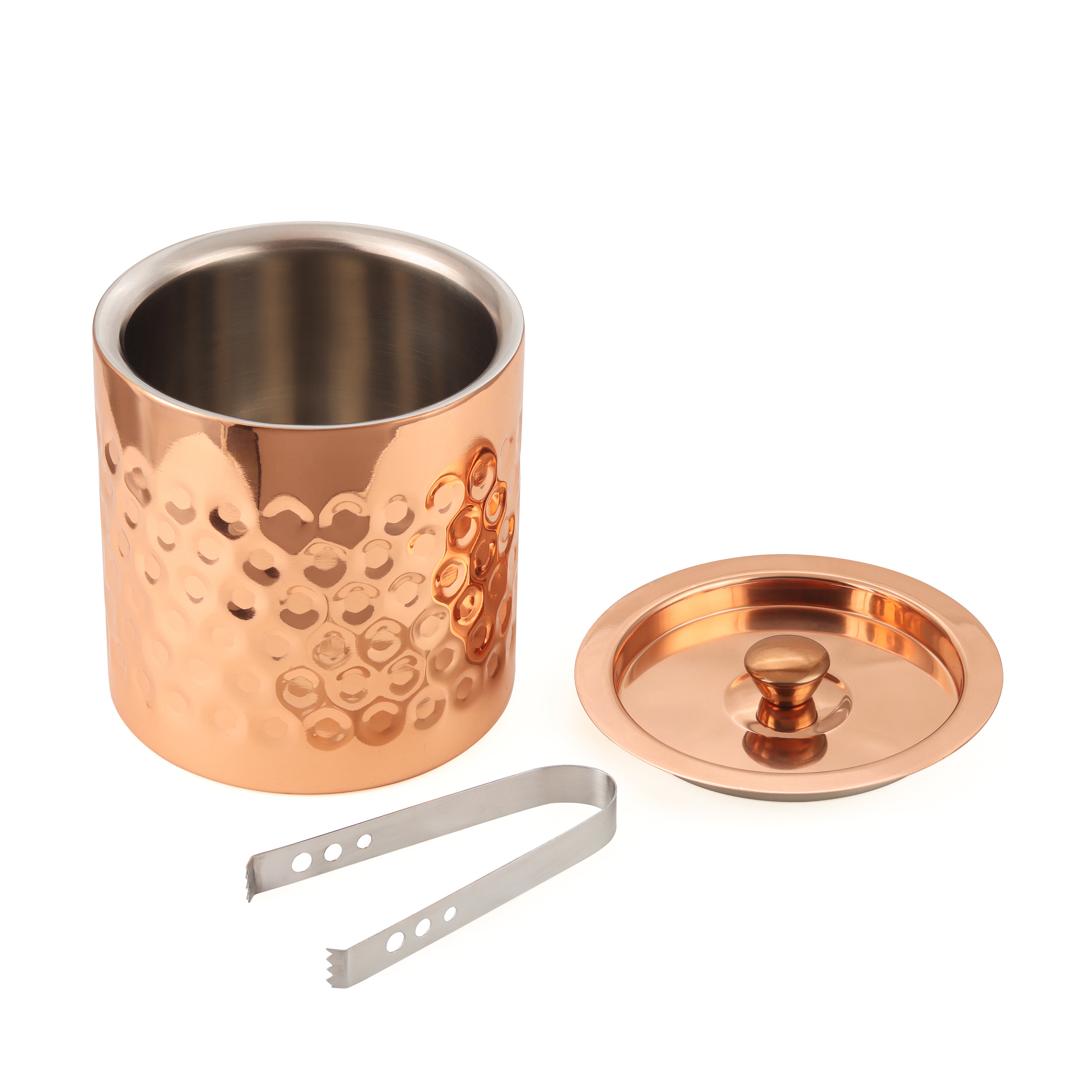 Copper Plated Champagne Cooler Ice Bucket with Steel Knob