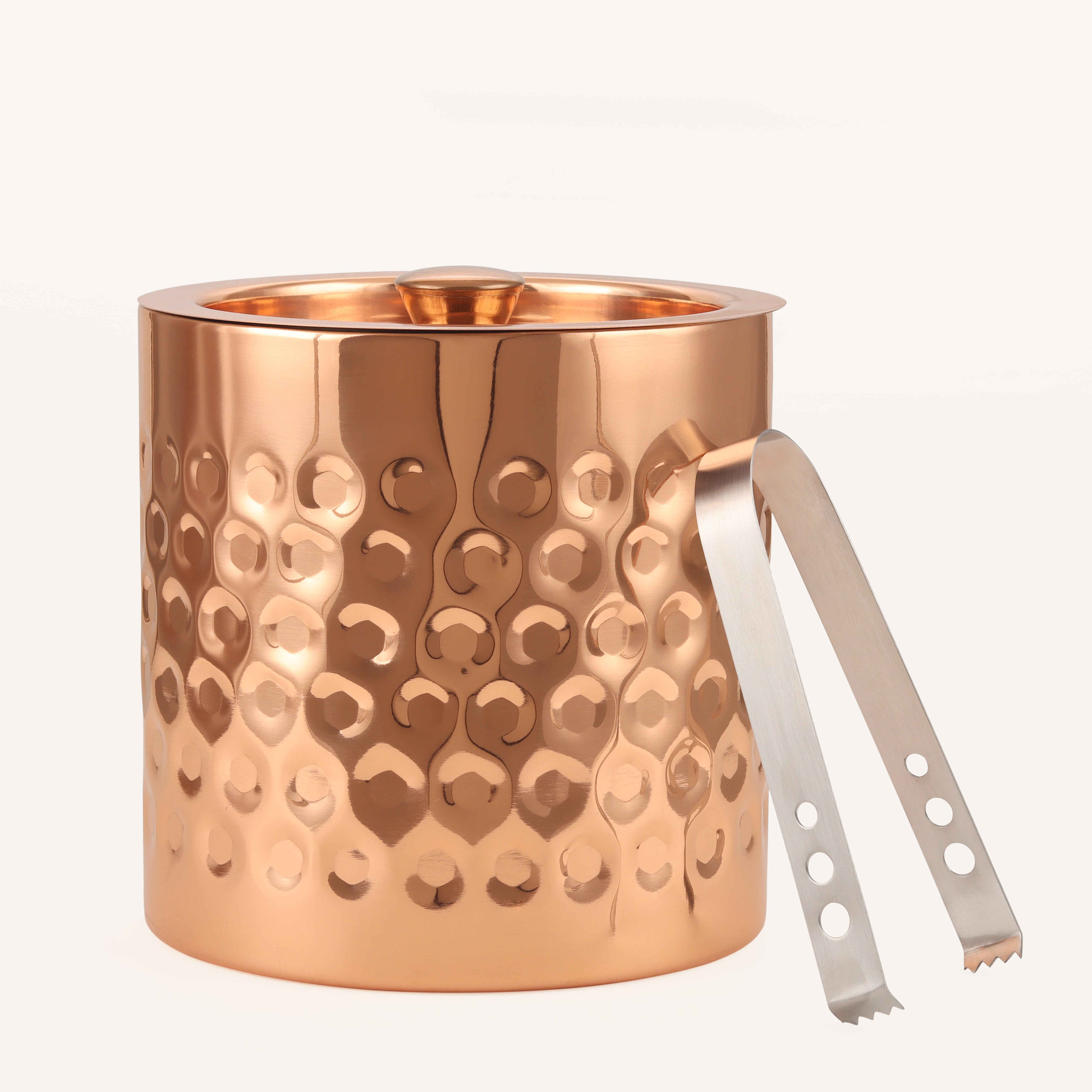 Copper Plated Champagne Cooler Ice Bucket with Steel Knob
