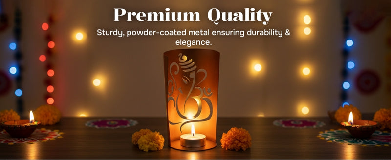Iron Ganesh Candle Stand with Gold Finish extra image