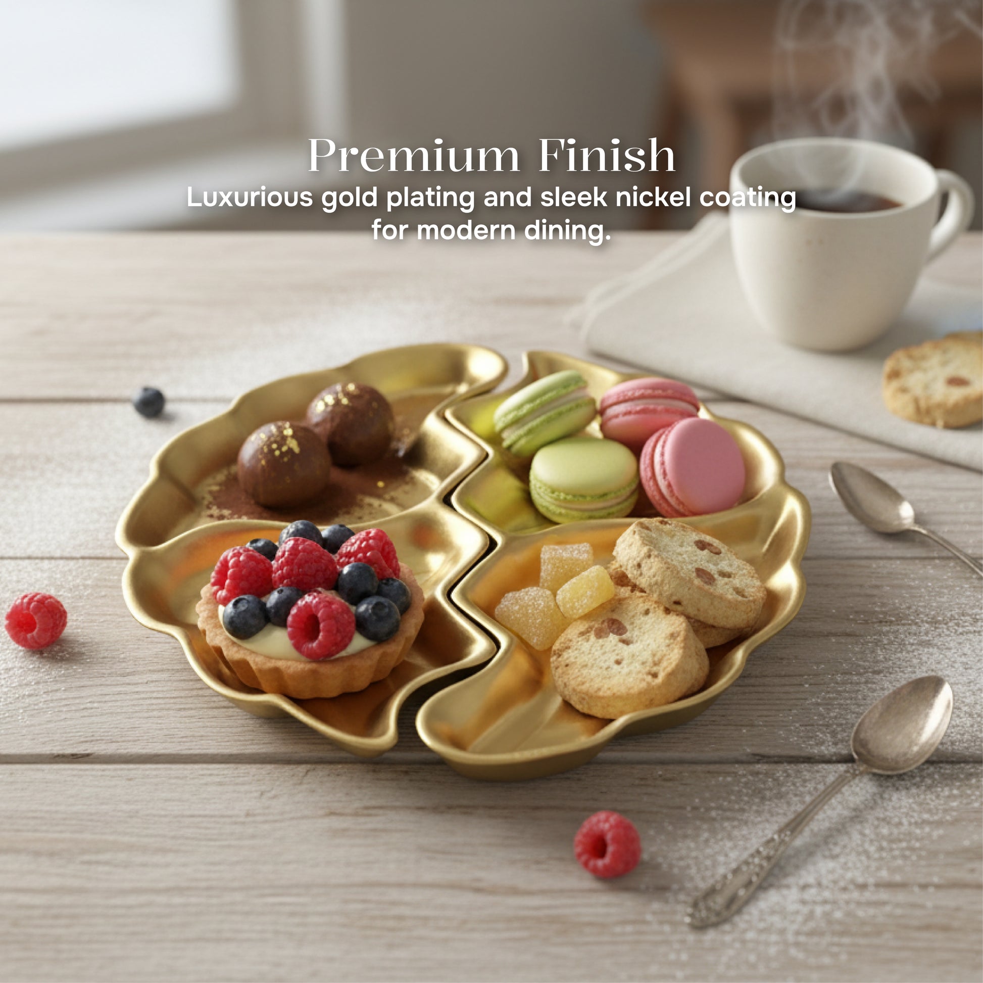 Premium Aluminum Leaf Platter Set of 2