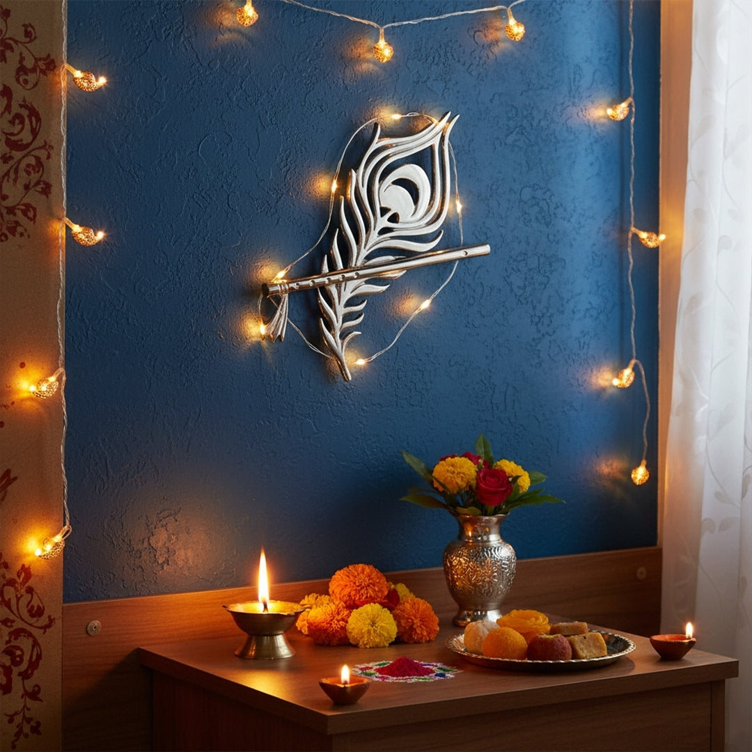 Krishna Ji Flute with Peacock Design