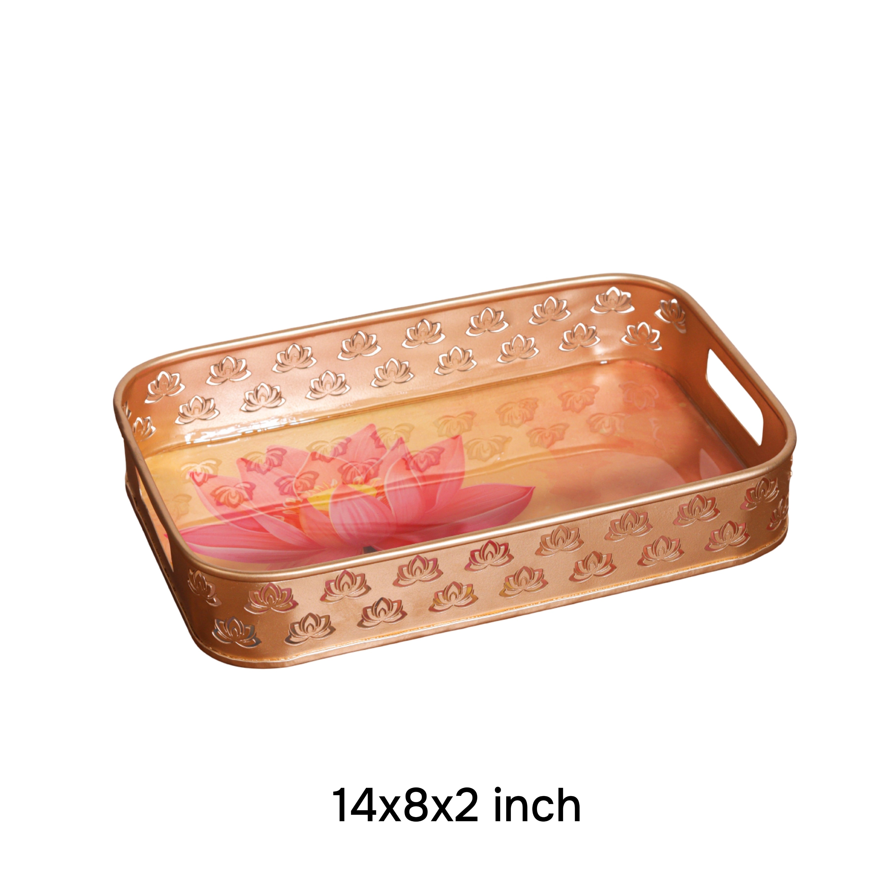 Rectangular Serving Tray with Lotus