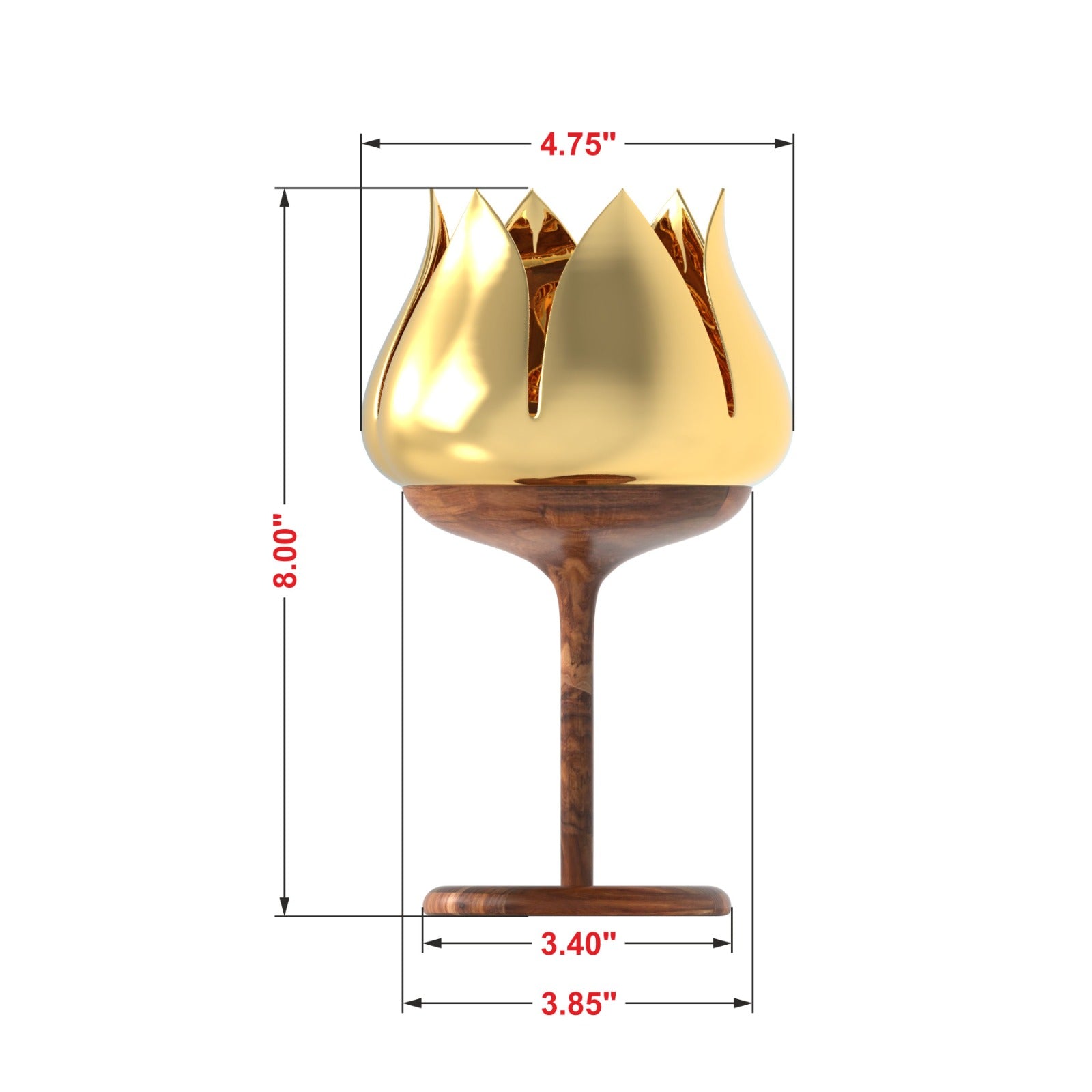 Iron Lotus Candle Holder with Wooden Stand