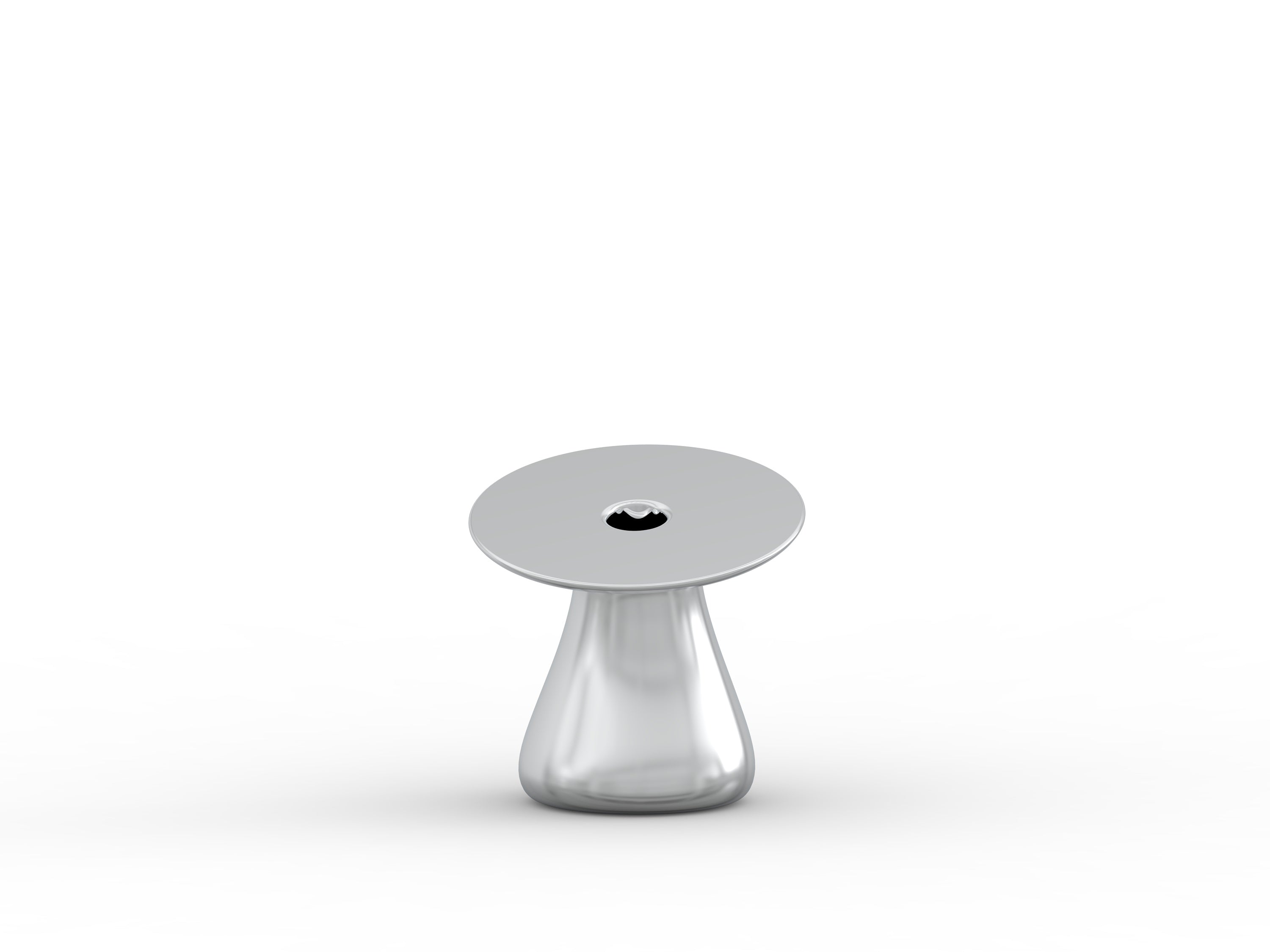 Mushroom Candle Stand in Shiny Aluminium, Unique Metal Holder
