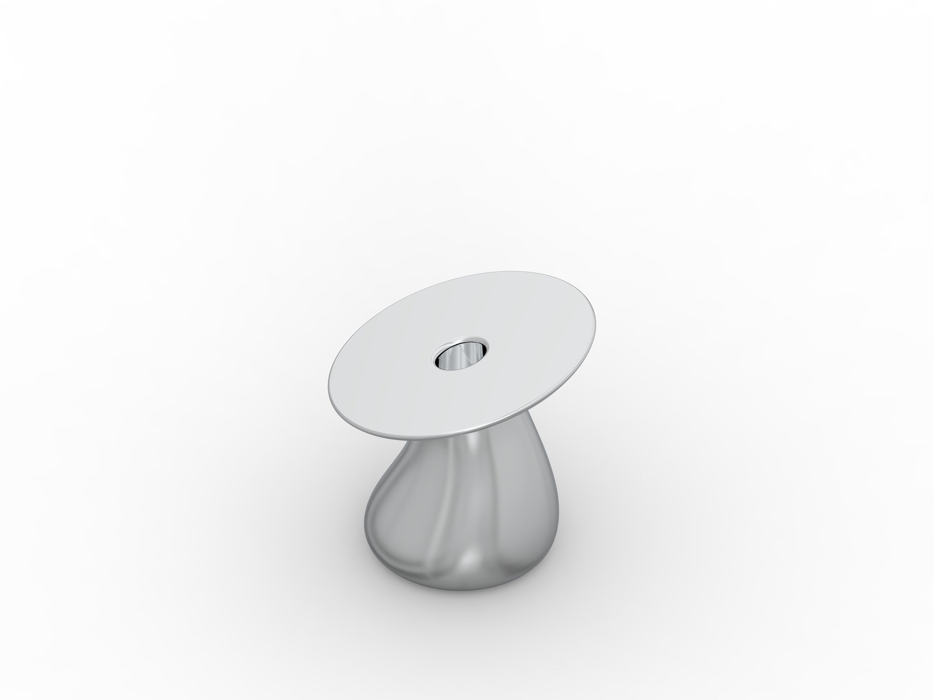 Mushroom Candle Stand in Shiny Aluminium, Unique Metal Holder