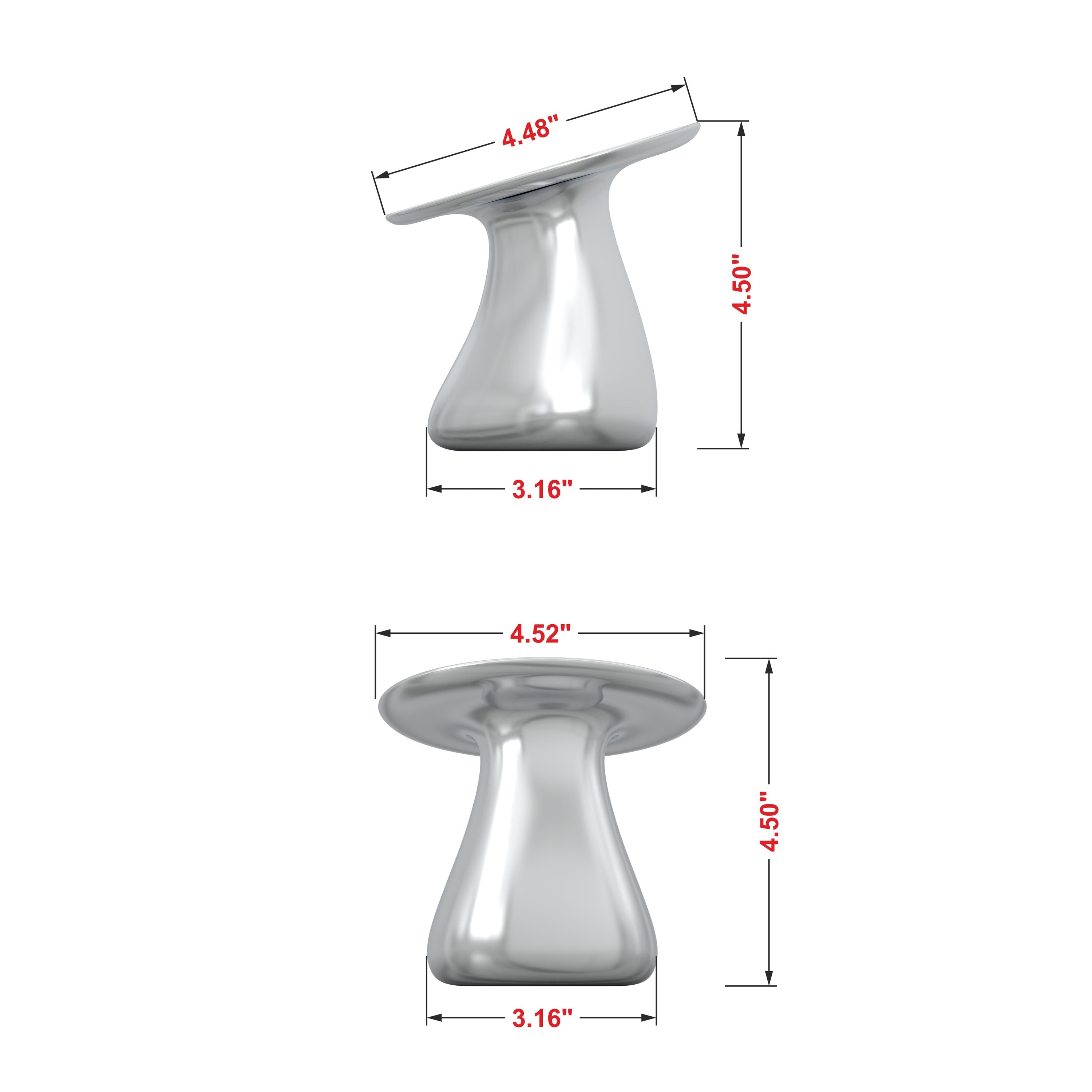 Mushroom Candle Stand in Shiny Aluminium, Unique Metal Holder