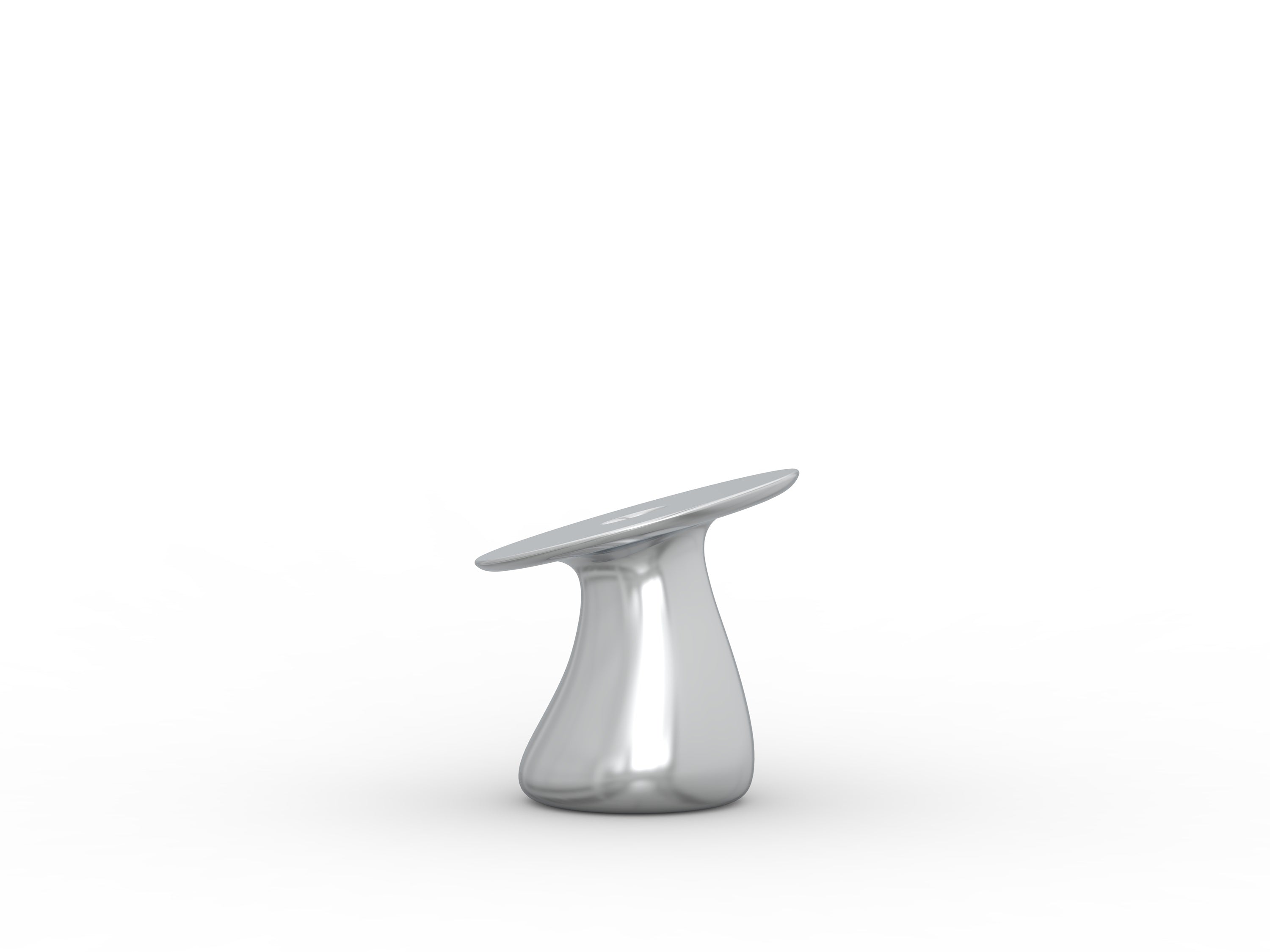 Mushroom Candle Stand in Shiny Aluminium, Unique Metal Holder