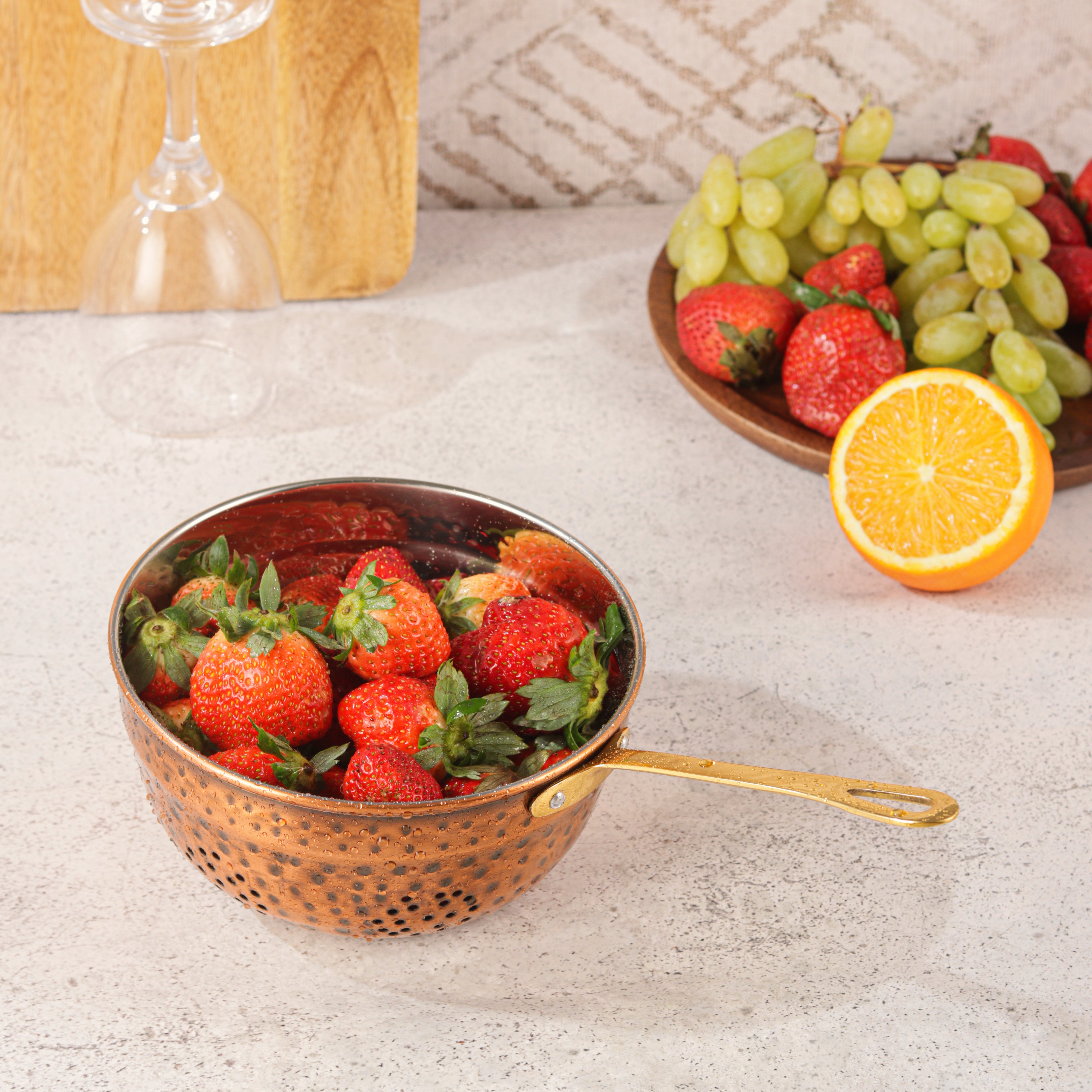 copper hammered colander