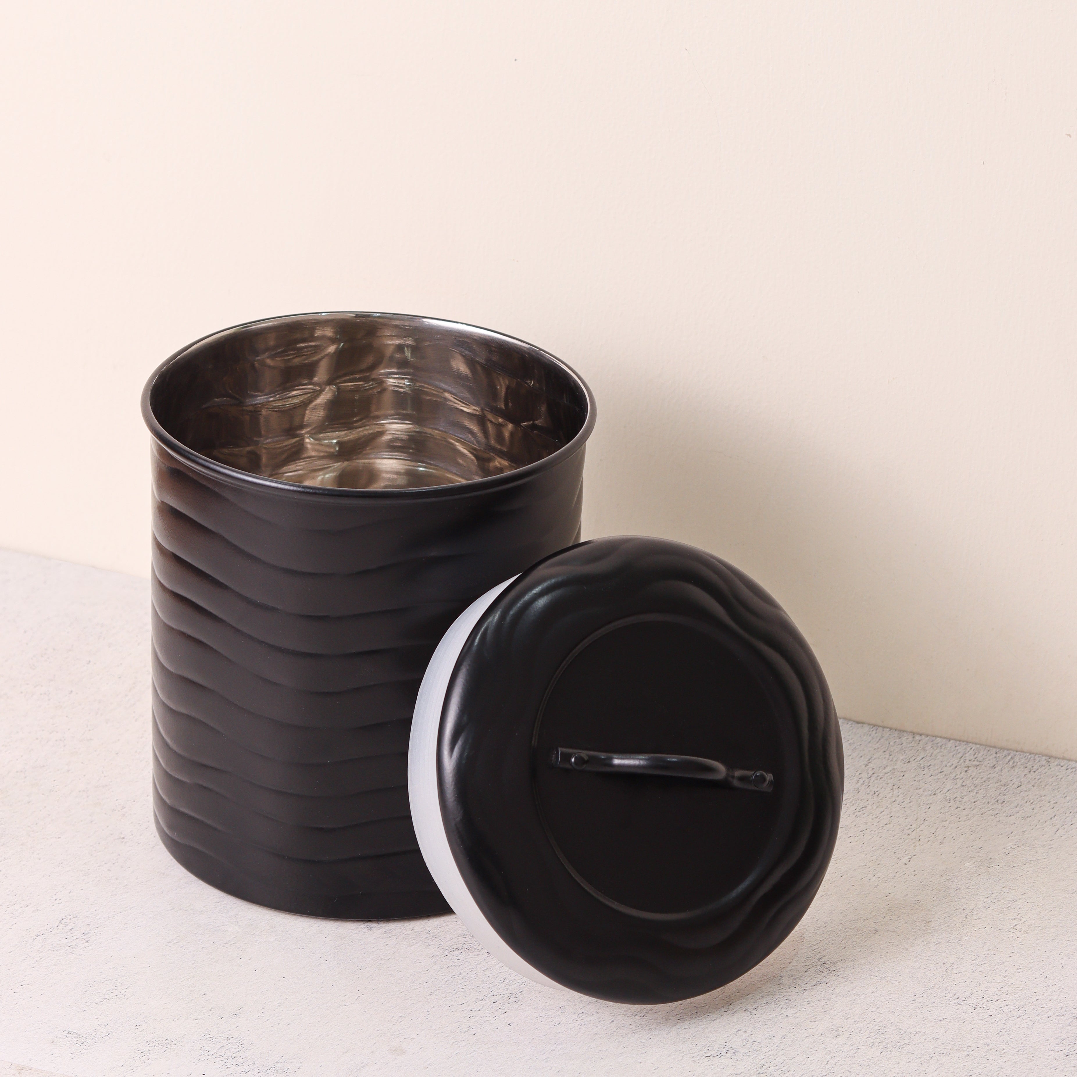 Matt Black Powder Coating Steel Kitchen Canister (Set of 4)