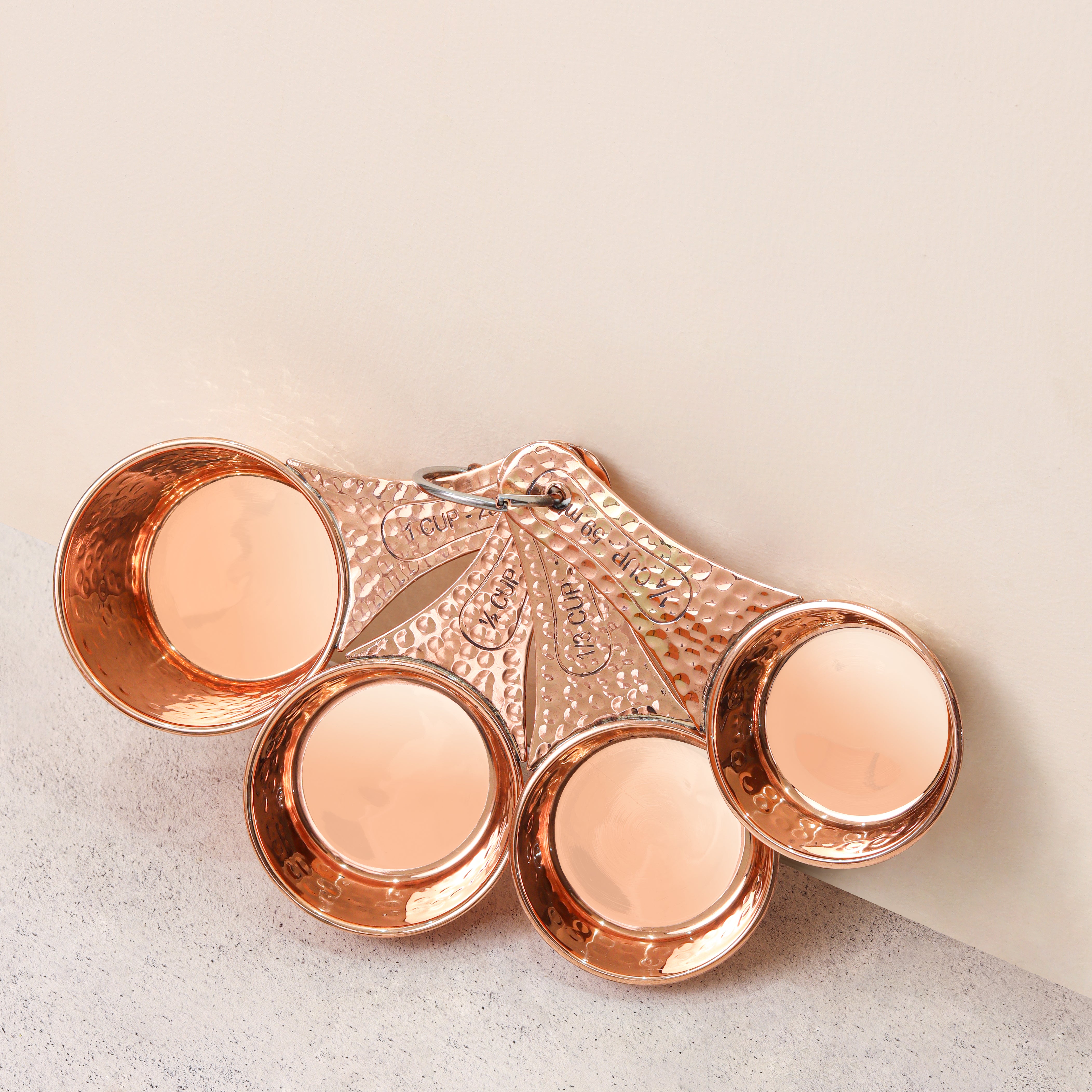 Shiny Copper Measuring Cup & Spoon Set (Set of 4)