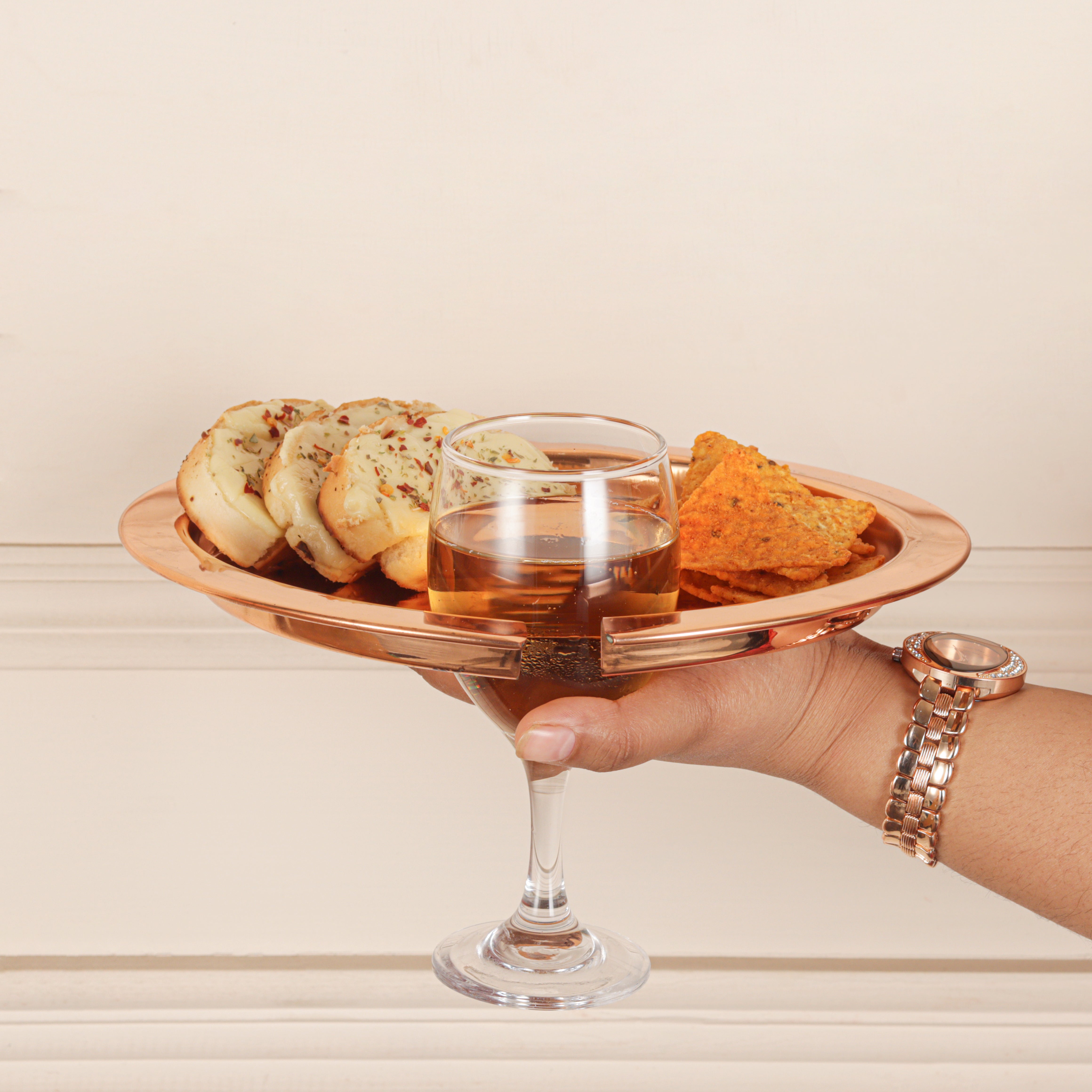 Copper Plated Steel Buffet Plates (Set of 4)