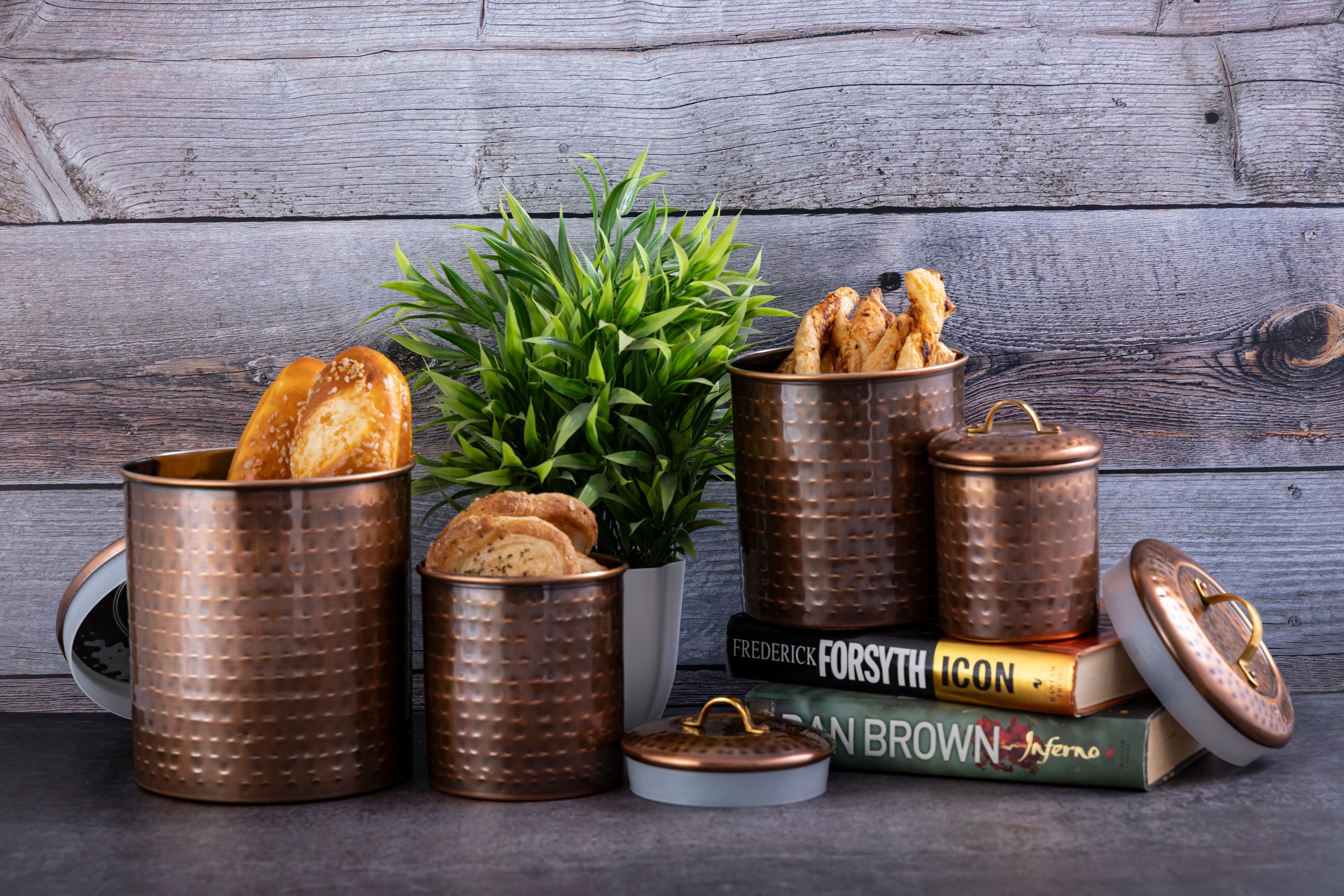Copper Plated Steel Kitchen Storage Canisters (Set of 4)