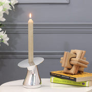 Mushroom Candle Stand in Shiny Aluminium, Unique Metal Holder