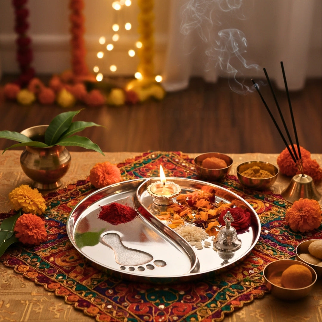 Metal Laxmi Charan Urli and Pooja Thali