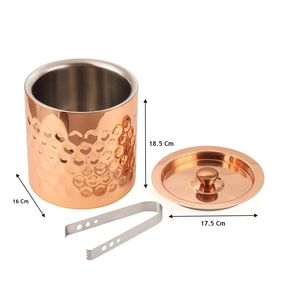 Copper Plated Champagne Cooler Ice Bucket with Steel Knob