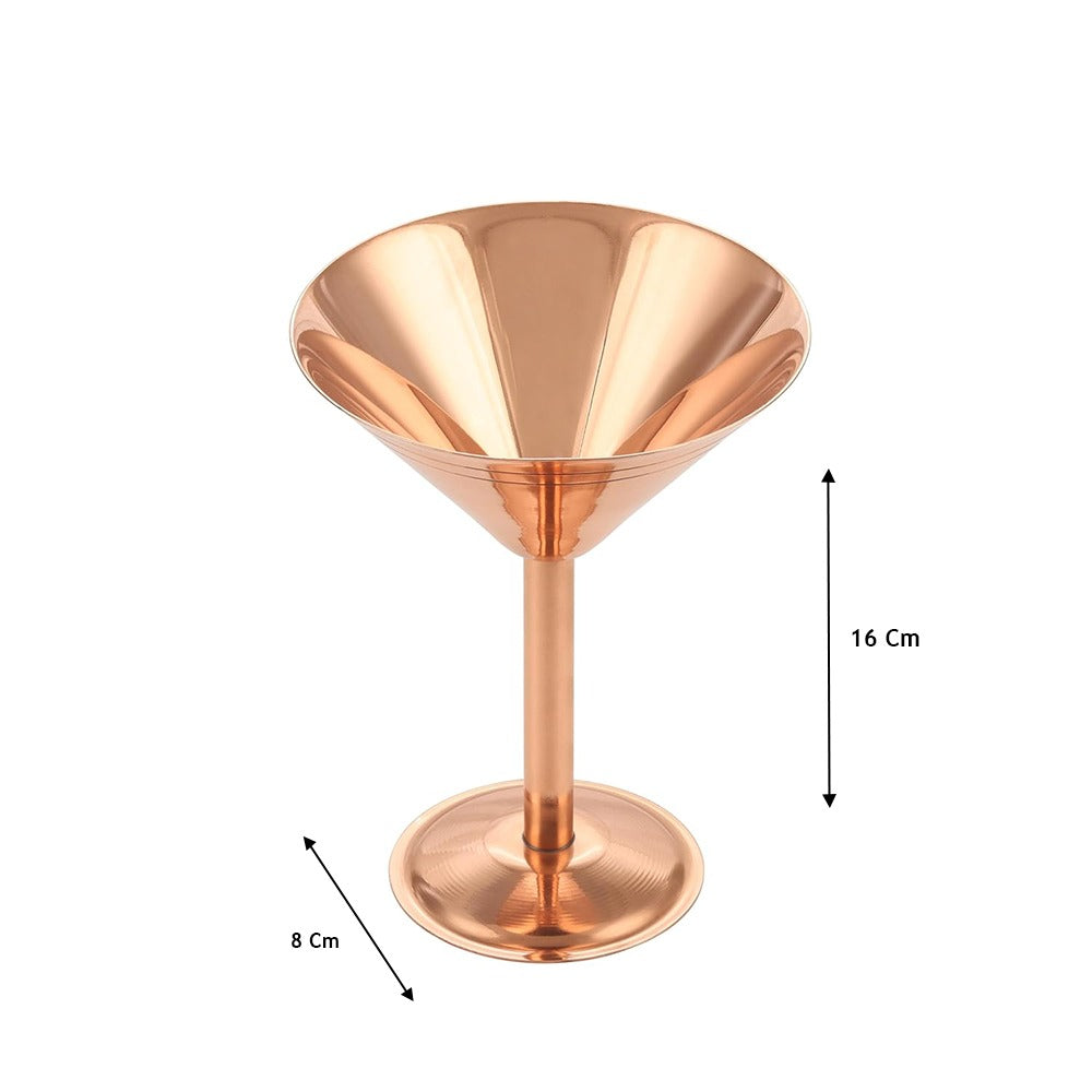 Shiny Steel with Copper Plating Martini Glasses (Set of 2)