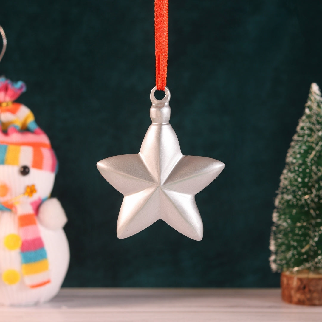 Hanging Ornament Christmas Star S/4 (Red, Brass, Green,Silver)