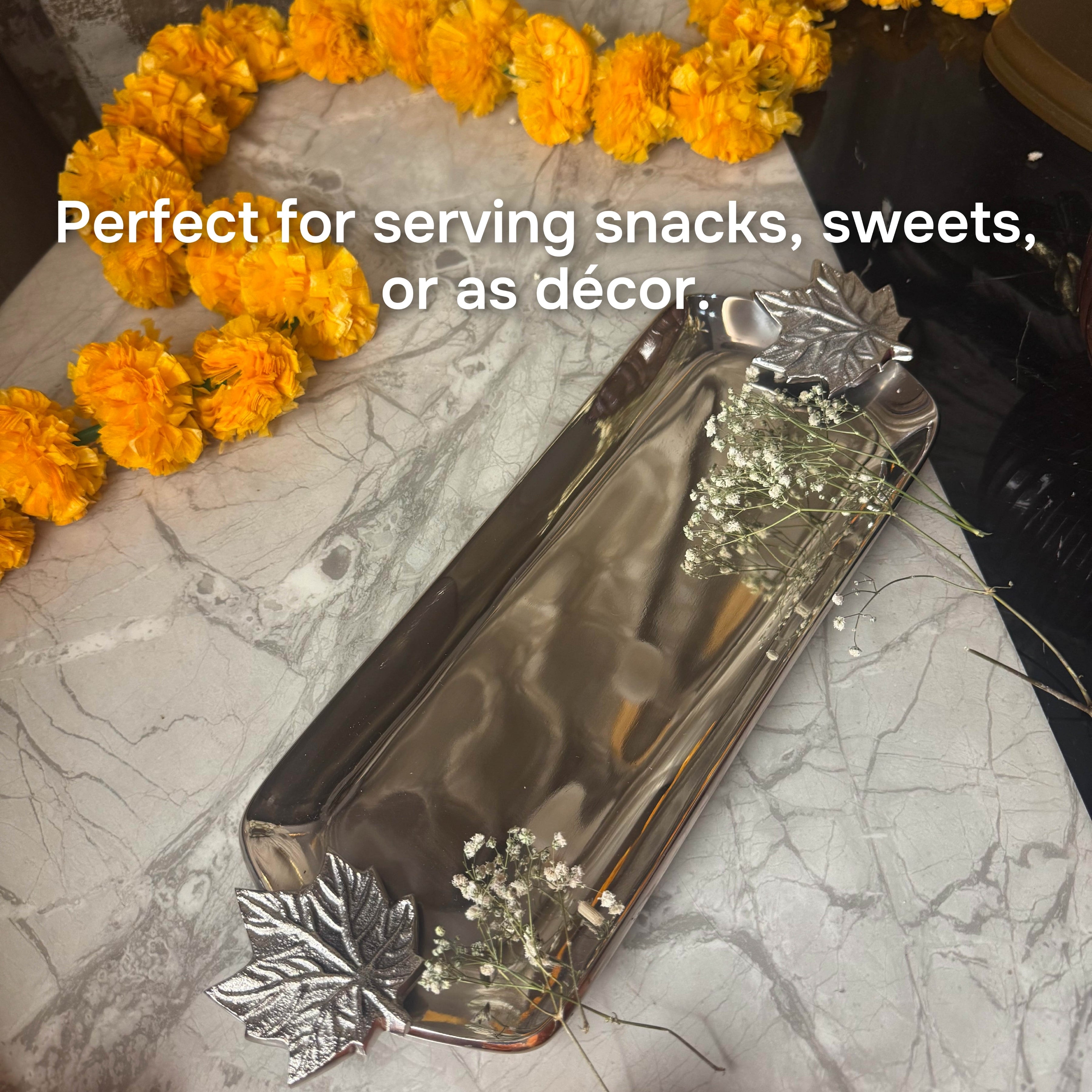 Aluminium Tray with Leaf Handles