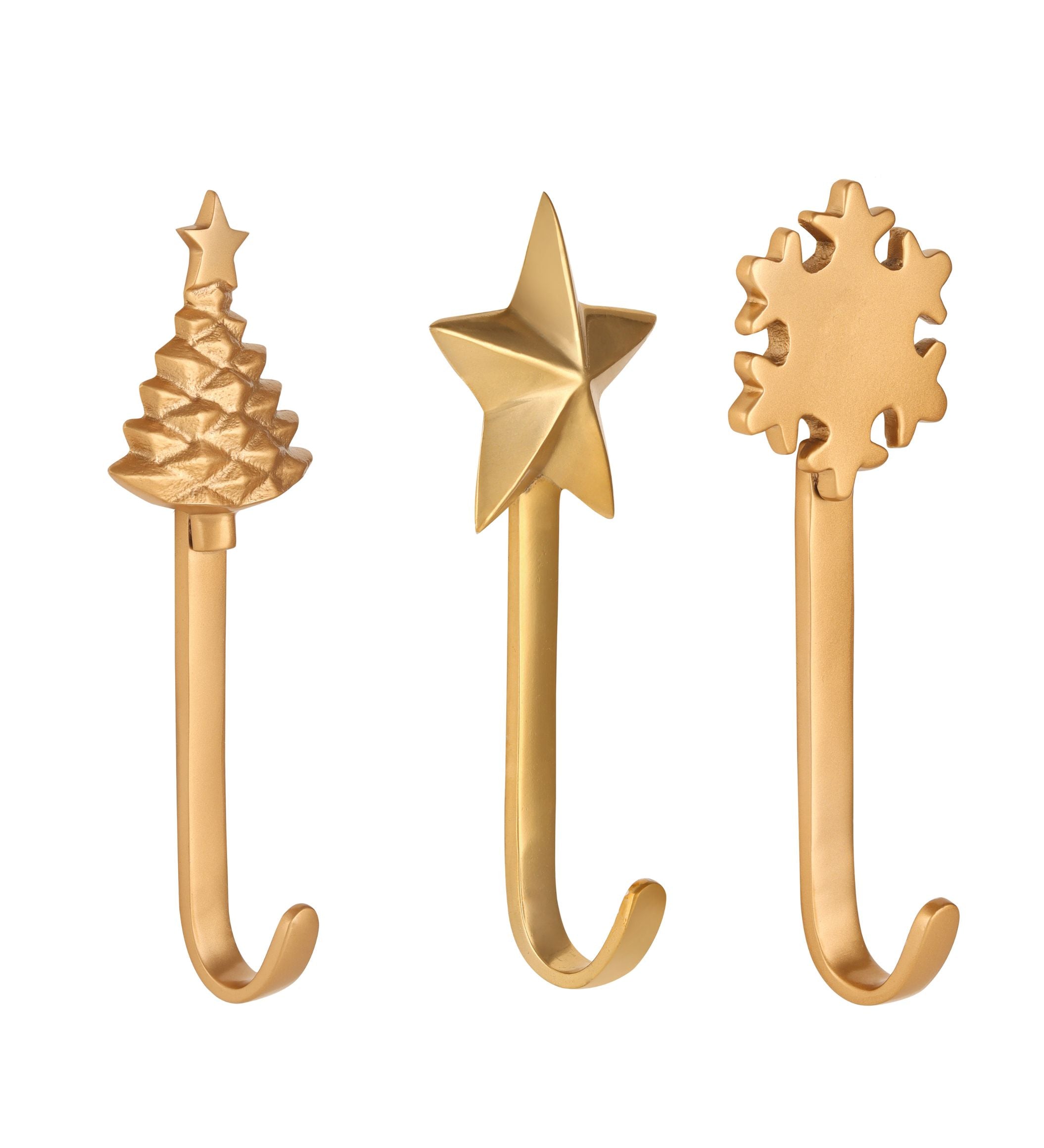 Christmas Gold Hanging Tree, star and snowflake Fridge Magnet SET OF 3