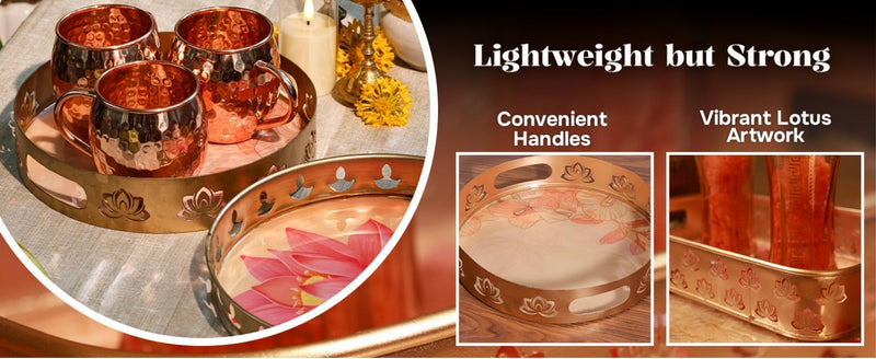 Round Serving Tray with Leaf Motif extra image