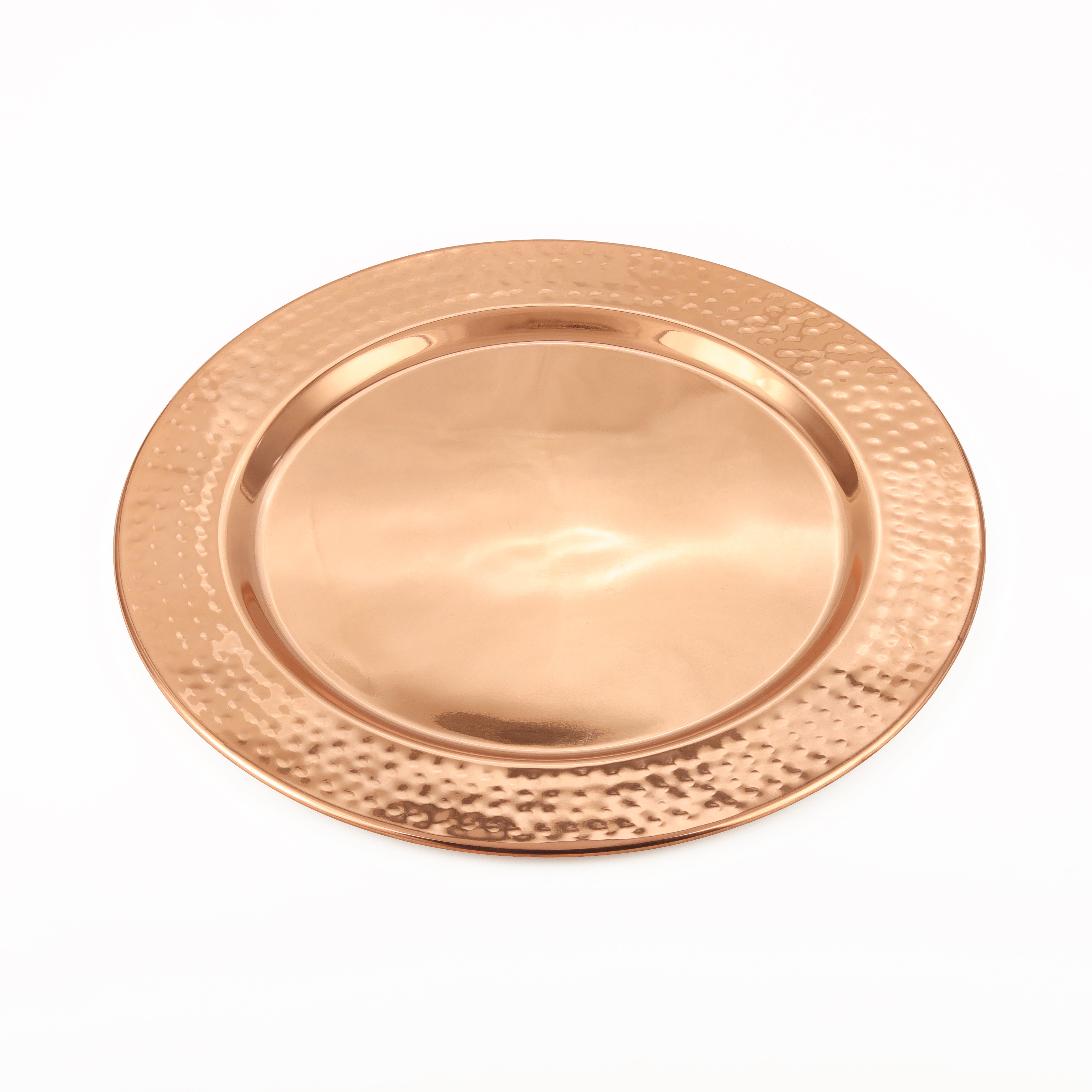 Charger Copper Platting Steel Plate Set of 4 for Dining & Table Decoration Serving Tray, Tableware and Dinnerware Plates