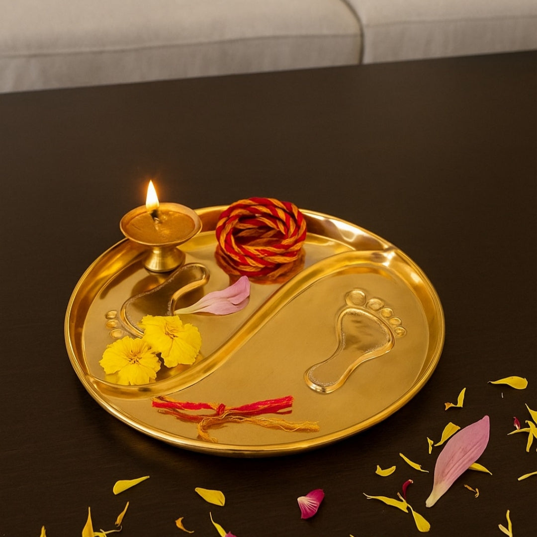 Laxmi Charan Urli in Gold Finish - Handcrafted Decorative Bowl