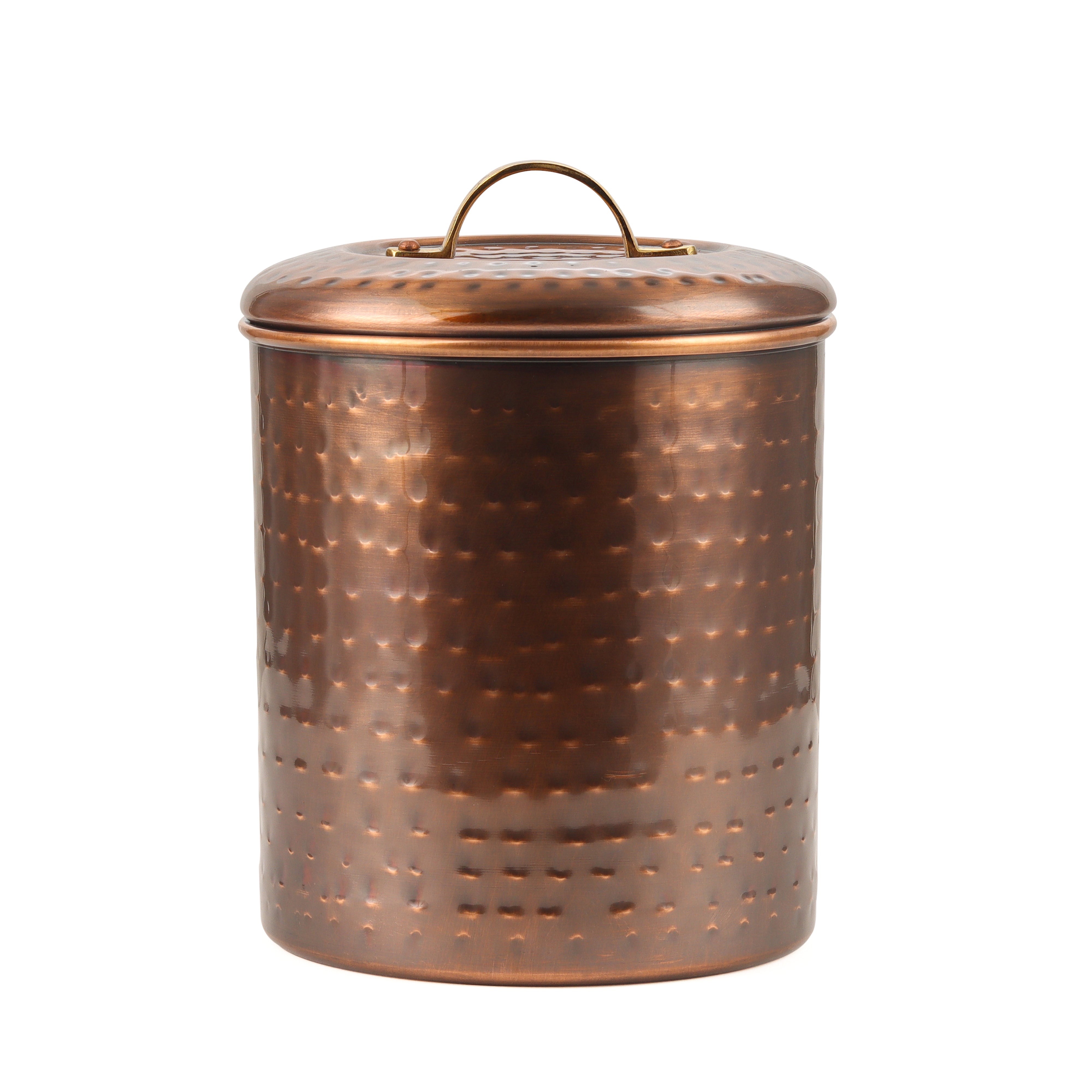 Antique Copper Steel with Brass Handle Kitchen Storage Canister Set Includes Large, Medium, Small & Extra Small Sizes | Kitchen Organiser & Condiment storage (Set of 4)