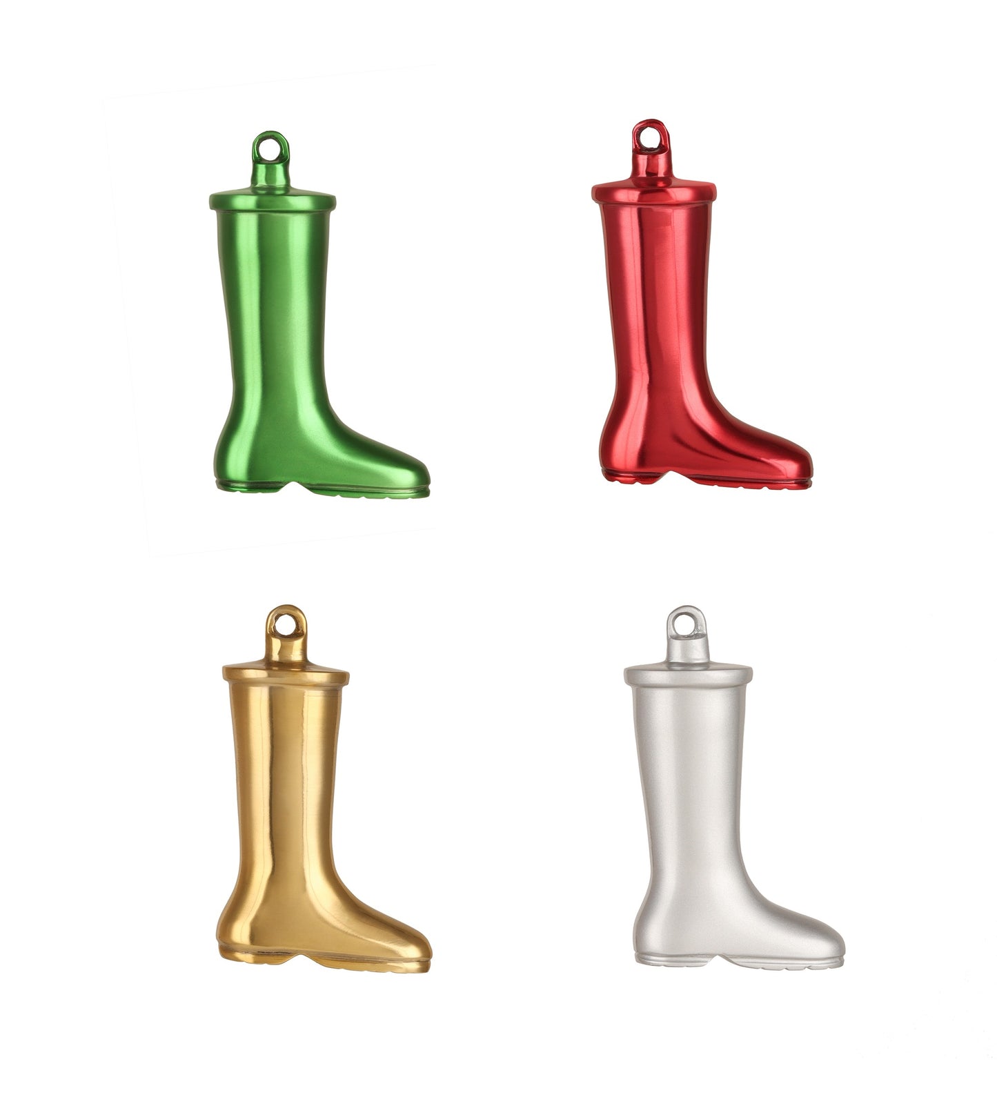 Hanging Ornament Christmas Santa Shoe (S/4) (Red, Brass, Green,Silver)