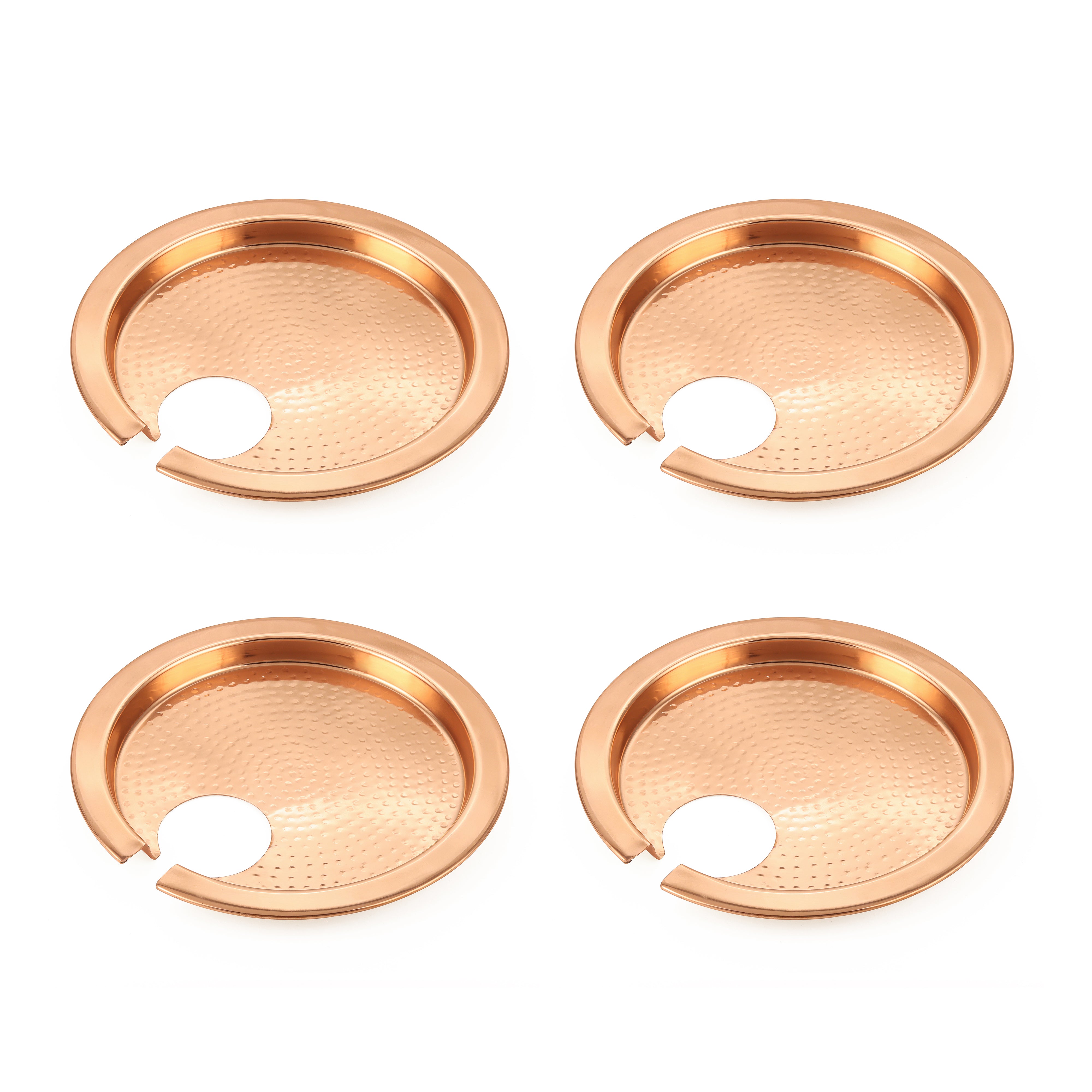 ALCU Copper Plated Steel Buffet Plate | Breakfast, Lunch & Dinner Plates with Copper Polish Round Plates (Set of 4)