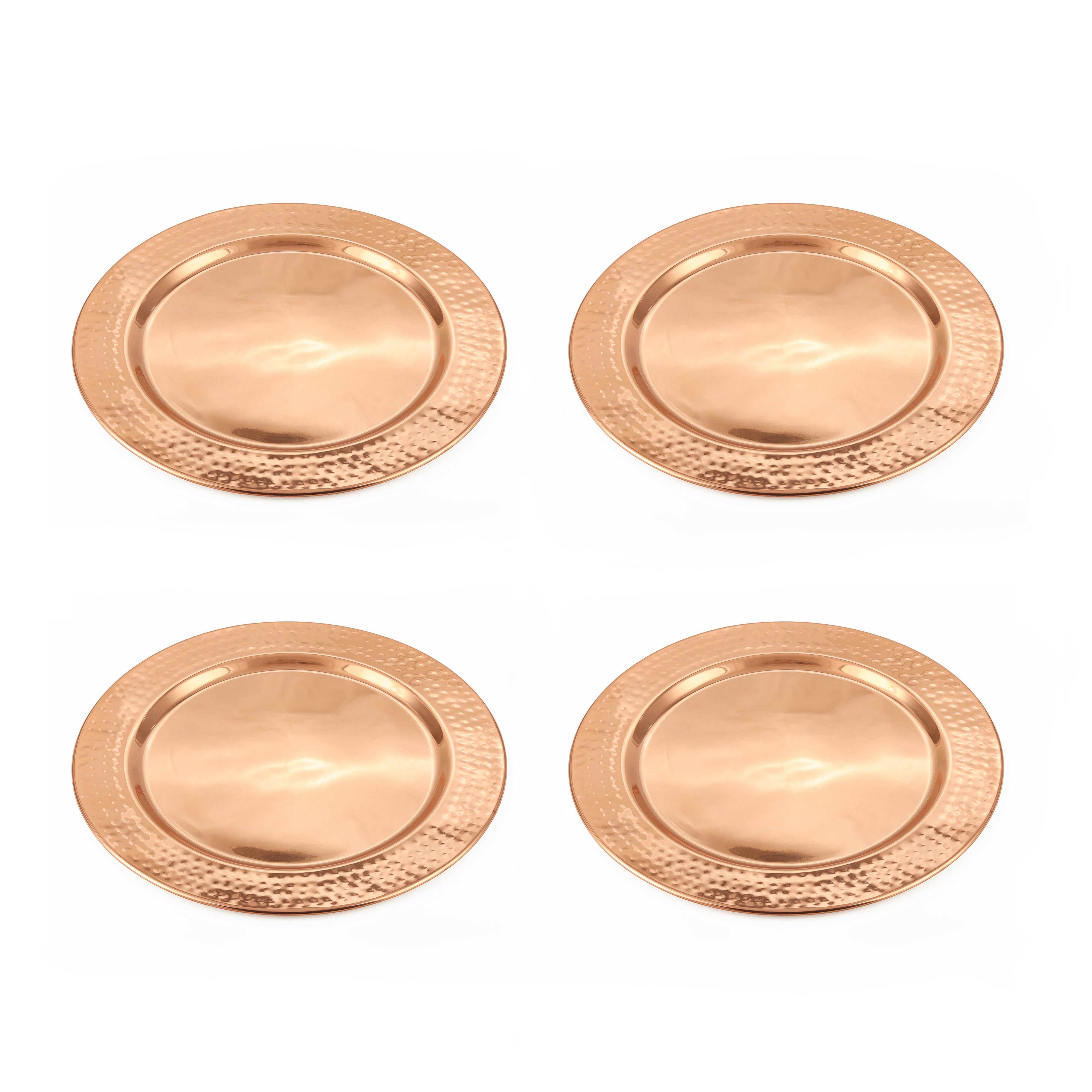 Charger Copper Platting Steel Plate Set of 4 for Dining & Table Decoration Serving Tray, Tableware and Dinnerware Plates