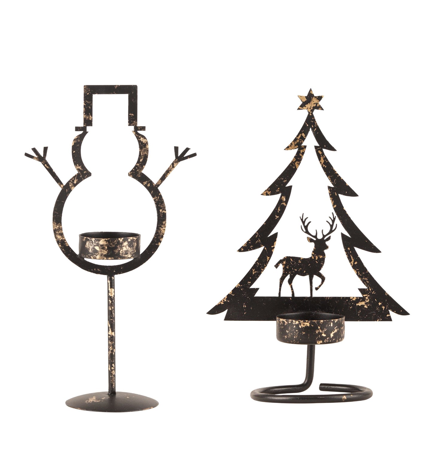 Christmas Candle Tealight Candle Stand S/2 (Reindeer & Snowman 1 each)