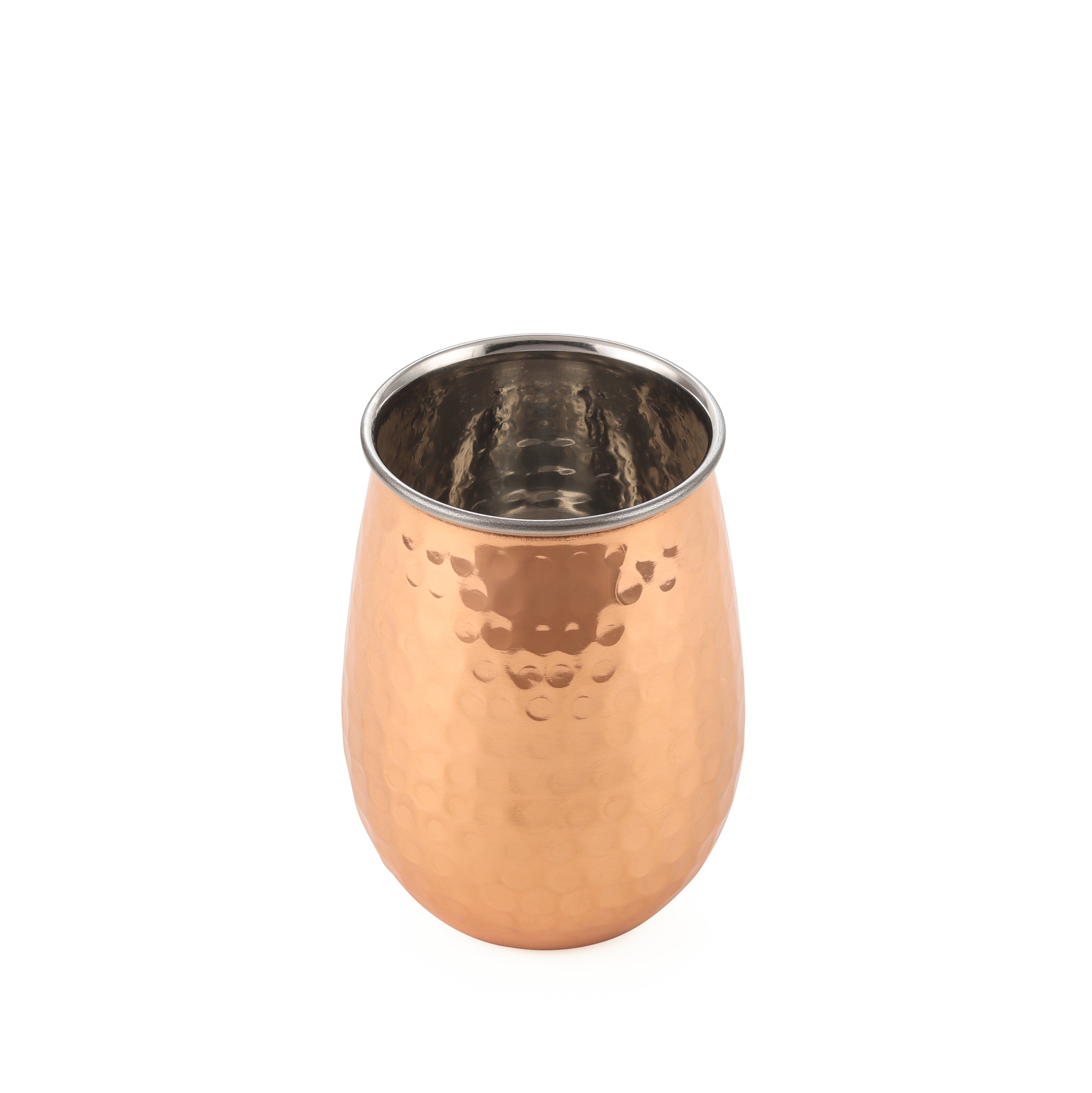 Shiny Copper Stemless Glass 2ply Steel and Copper-Steel Inside with Copper Outside