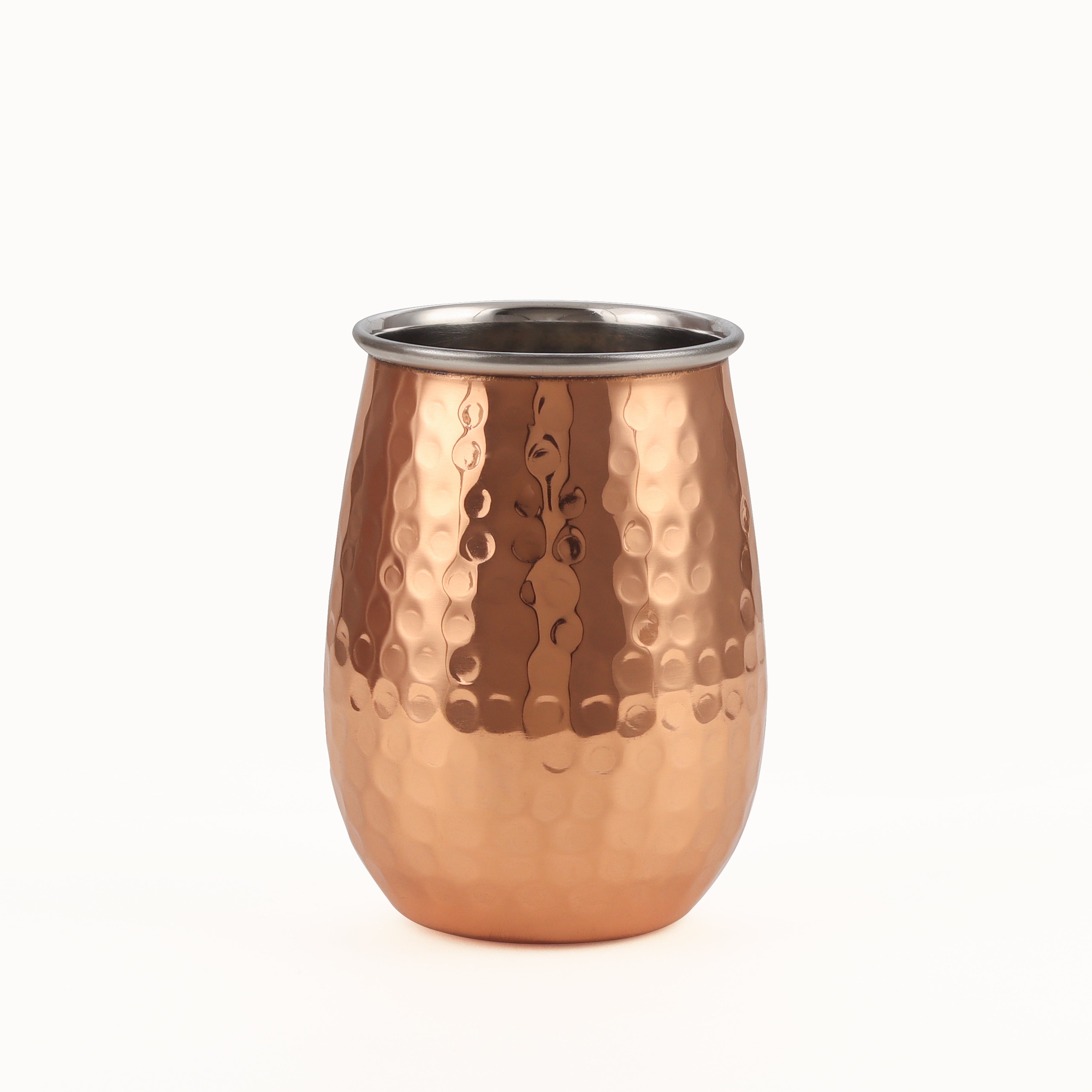 Shiny Copper Stemless Glass 2ply Steel and Copper-Steel Inside with Copper Outside