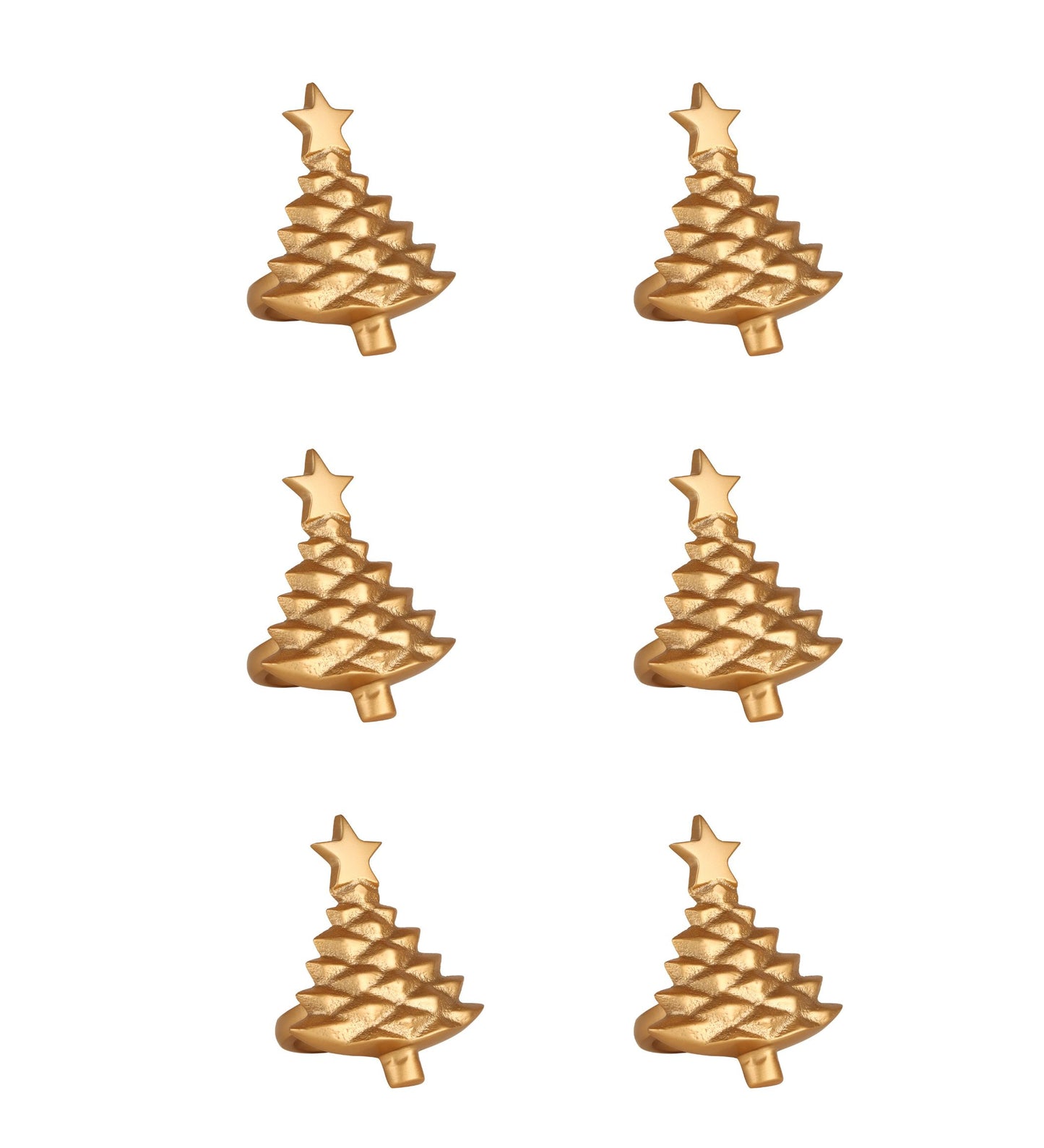 Christmas Tree Napking Ring Set of 6 Gold