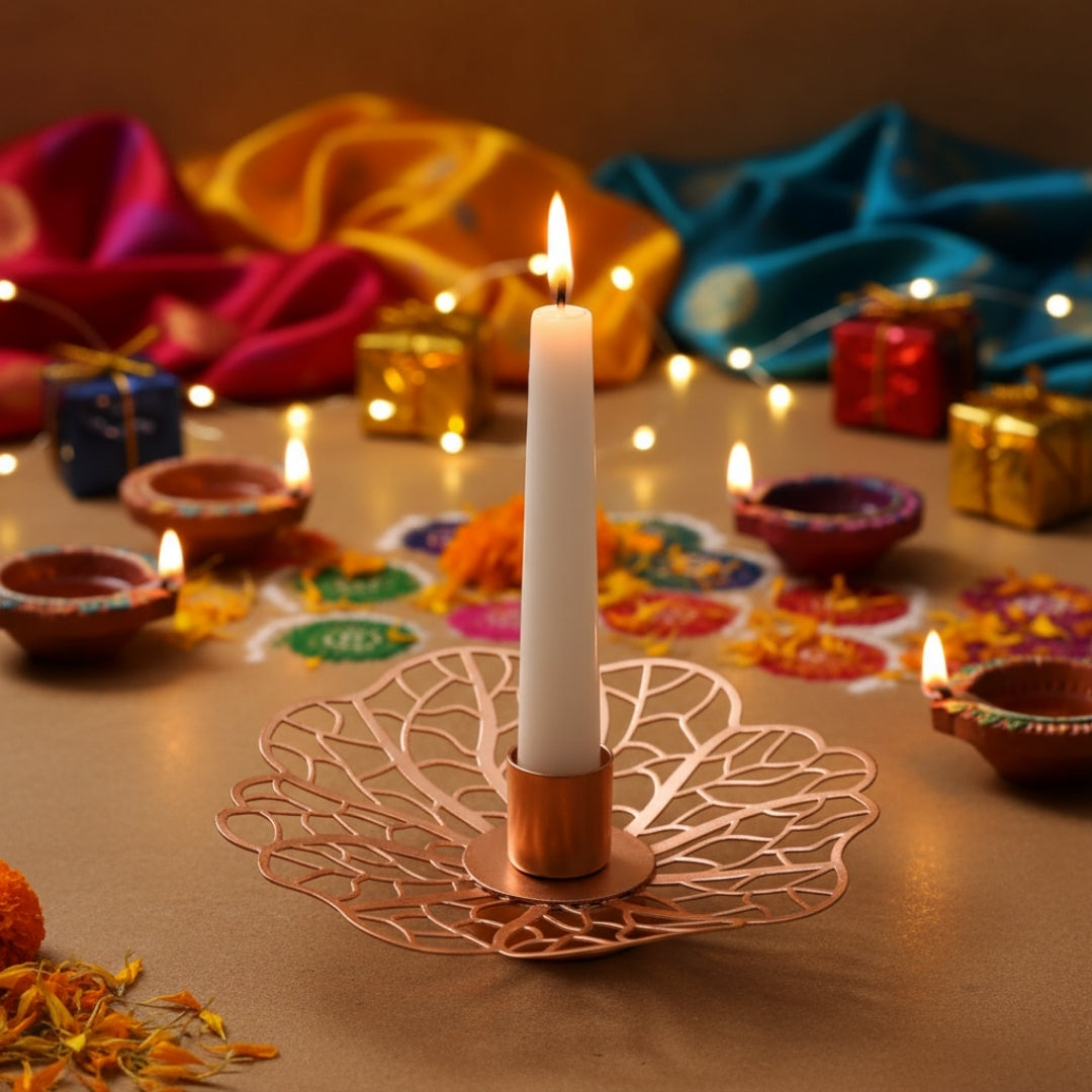 Elegant Flower Candle Holder ‚Äì Floral Metal Tealight Stand