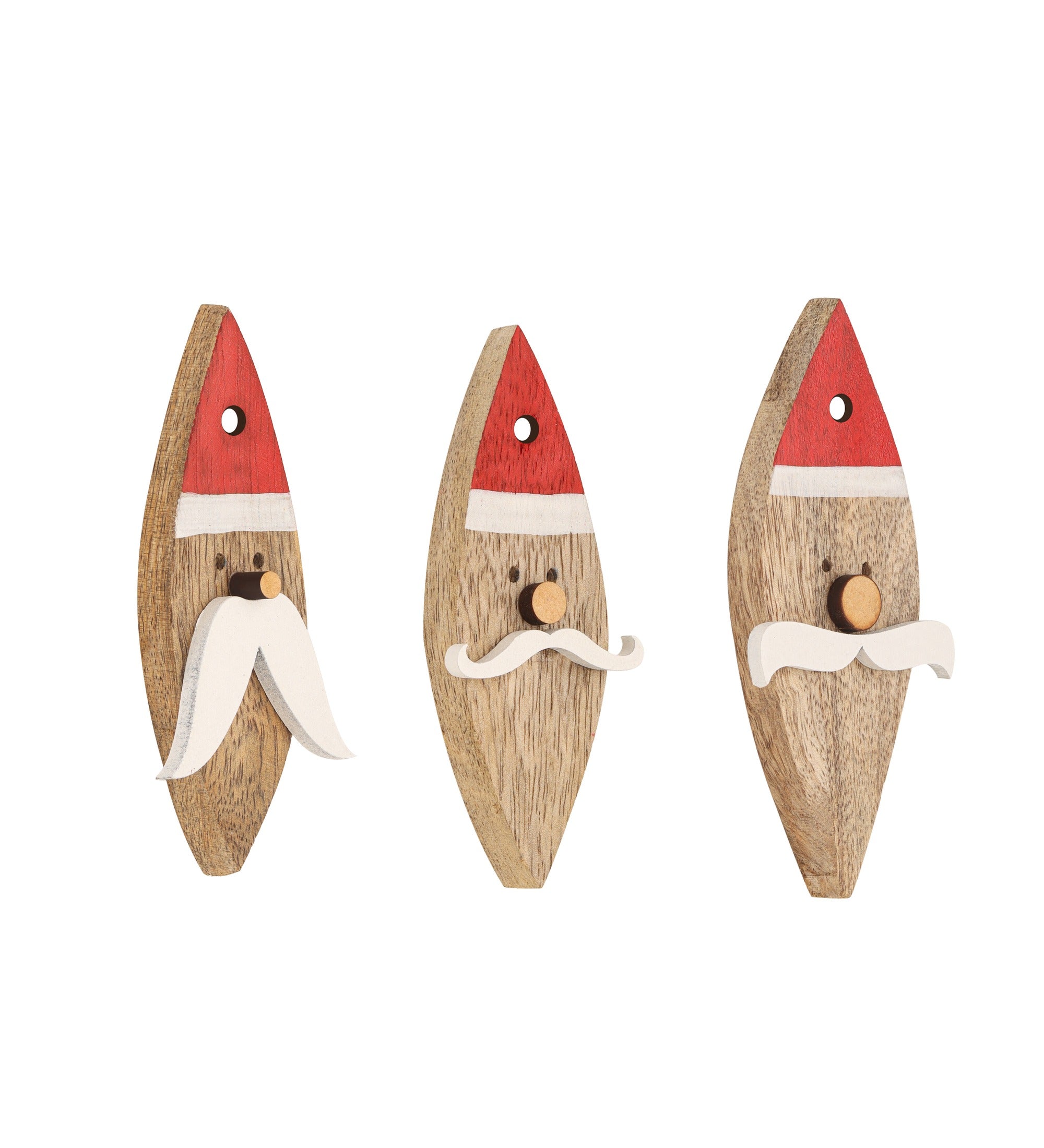 Hanging Santa with Mustache Ornament S/9