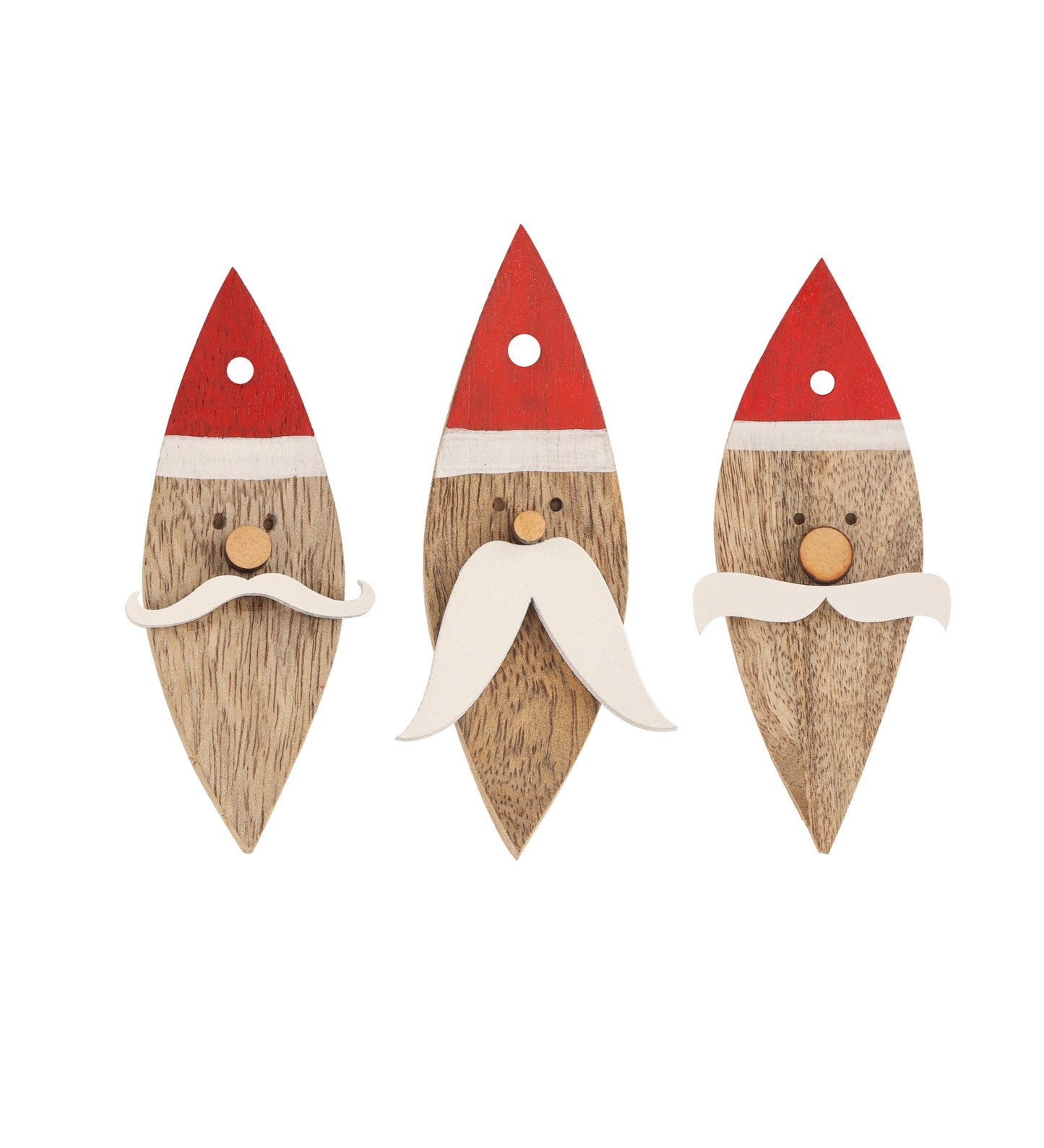 Hanging Santa with Mustache Ornament S/9