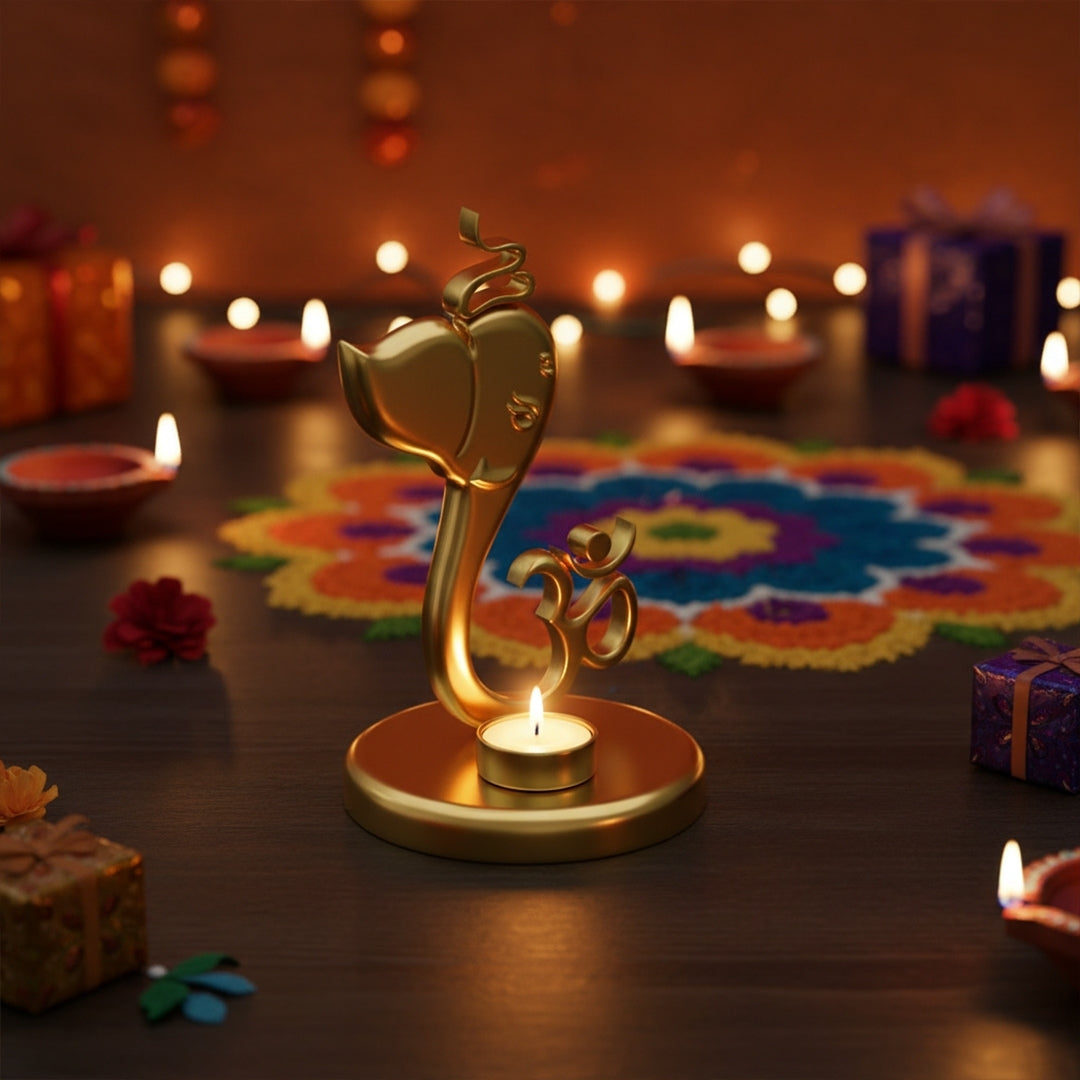 Ganesh Ji Candle Holder - Exquisite Metal Holder for Tealight & Votive Candles