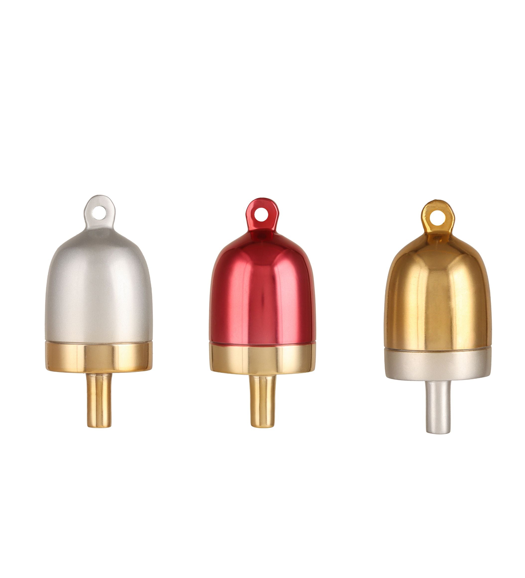 Hanging Ornament Chirstmas Bell S/3 (Red Brass, Silver Brass, Brass Silver)
