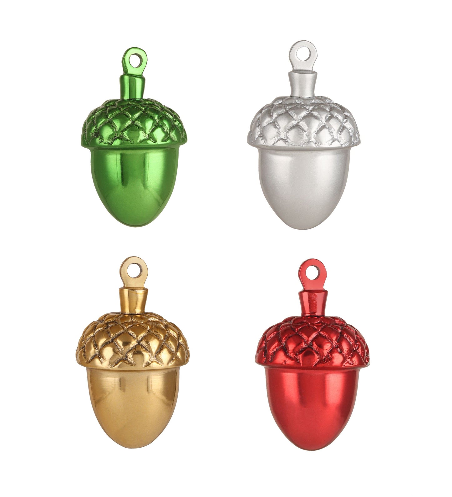 Hanging Ornament Christmas S/4 Chestnest (Red, Brass and Silver, Green)