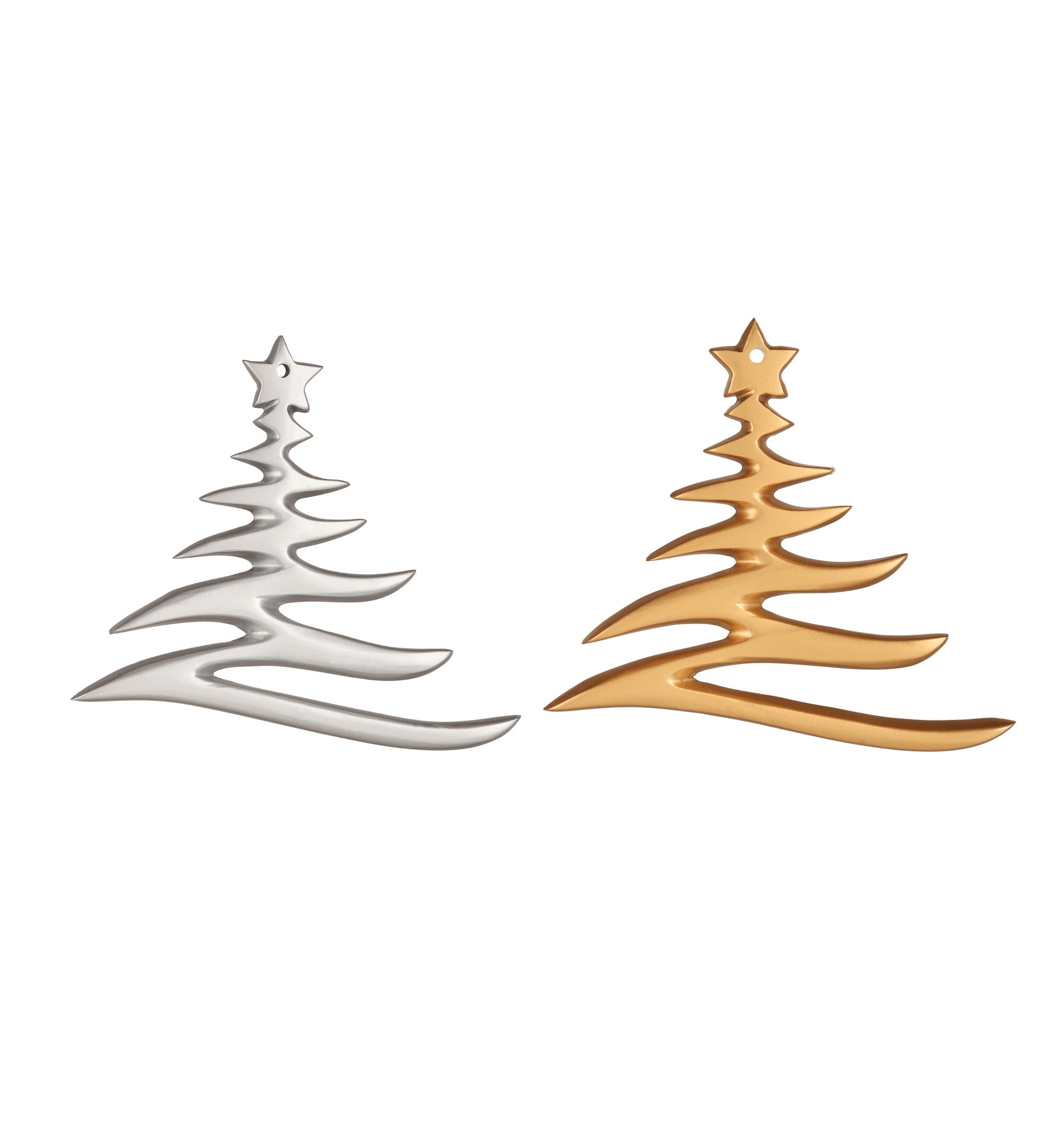 Hanging Ornament Christmas Tree S/2 (Silver and Brass)