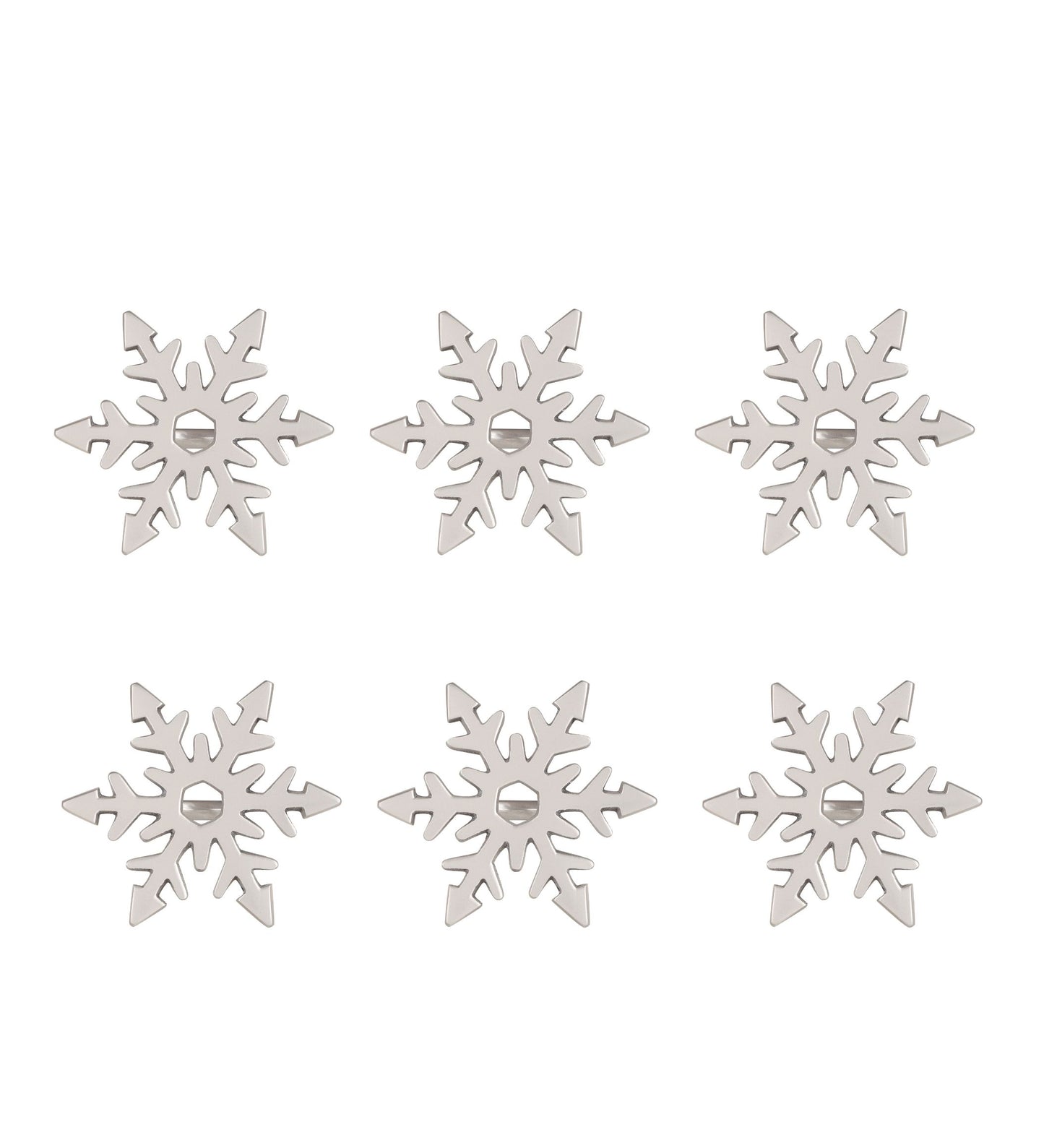 Christmas Snowflake Napking Ring Set of 6 Silver