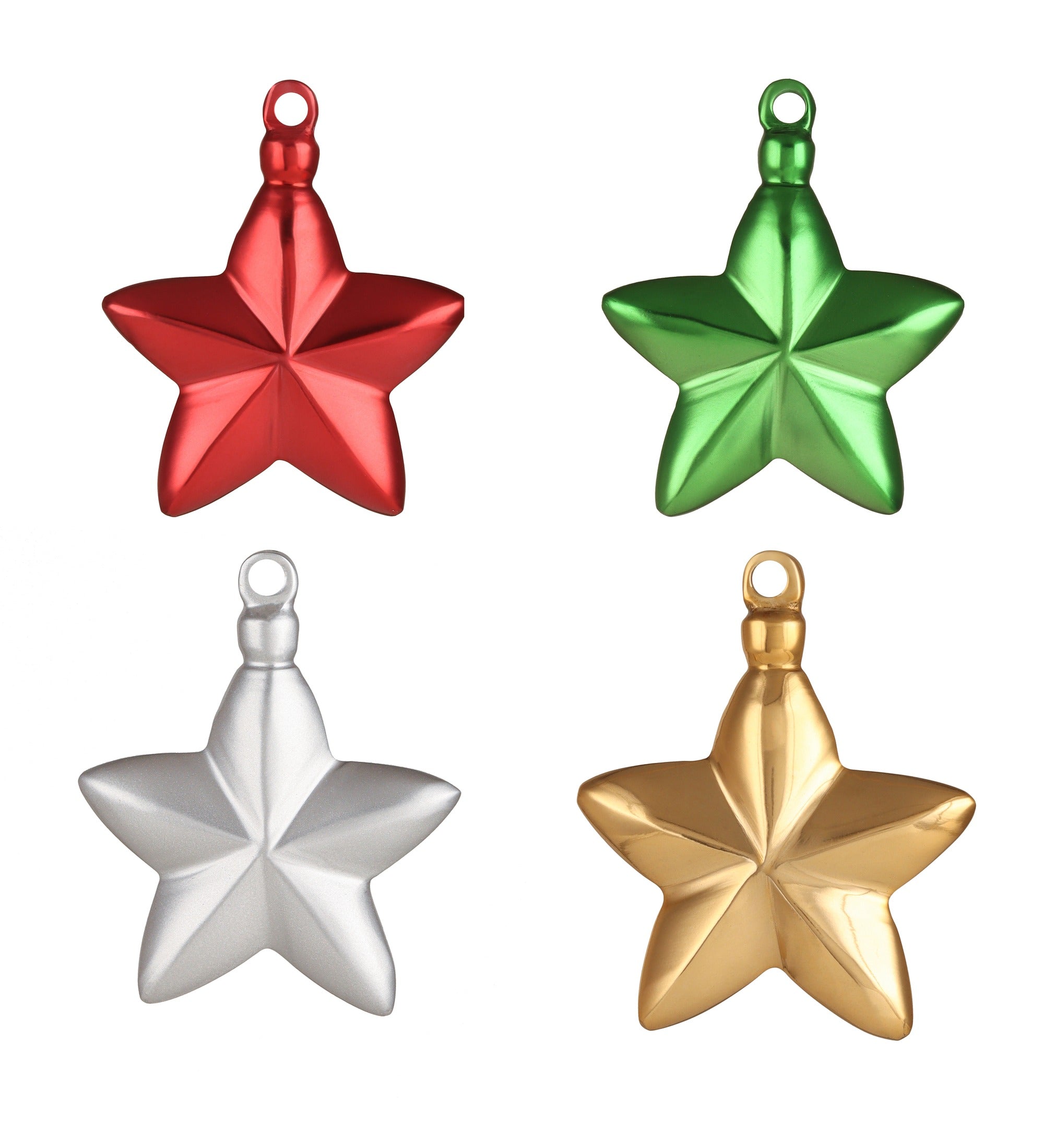 Hanging Ornament Christmas Star S/4 (Red, Brass, Green,Silver)