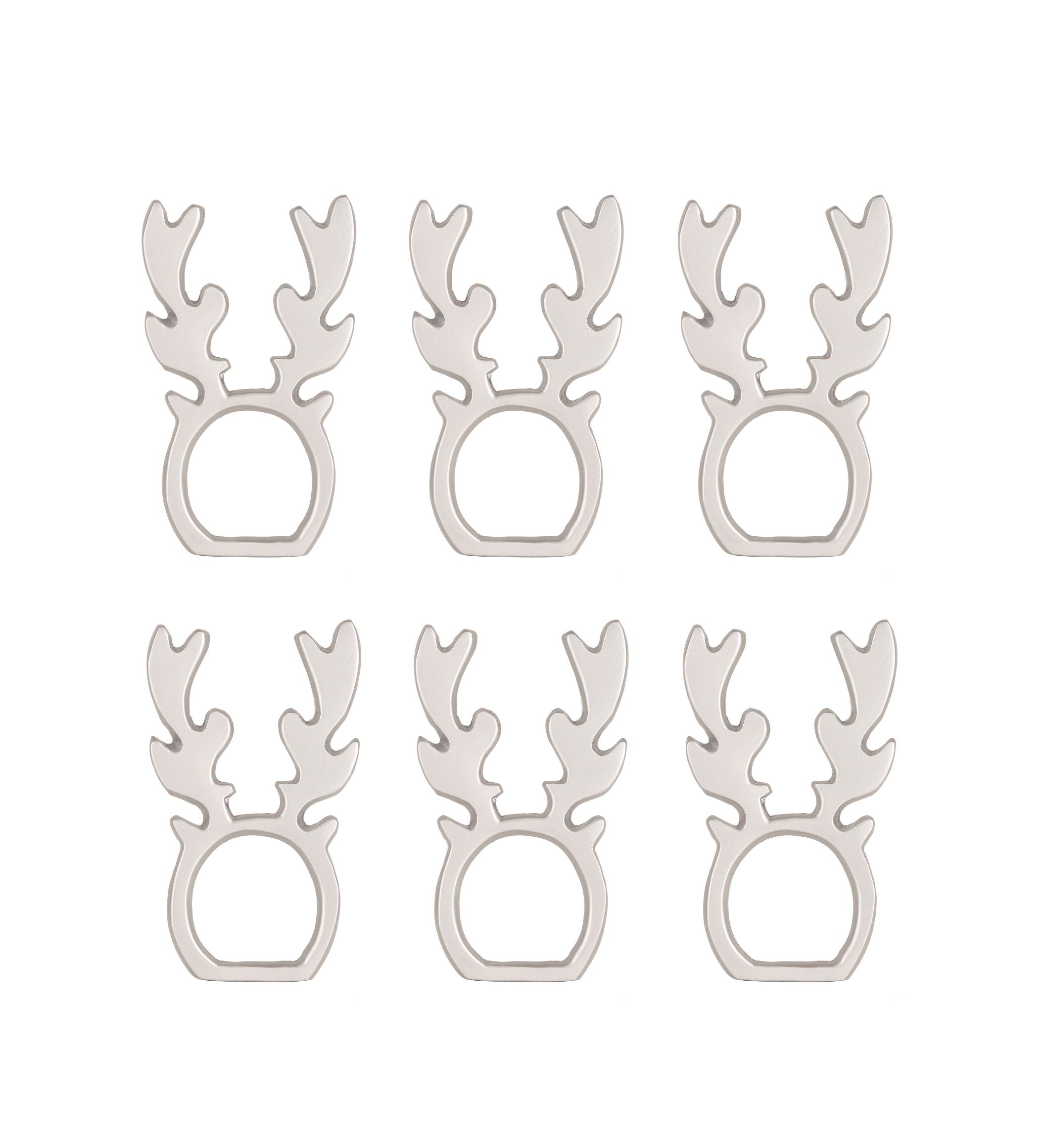 Christmas Reindeer Napking Ring Set of 6 Silver